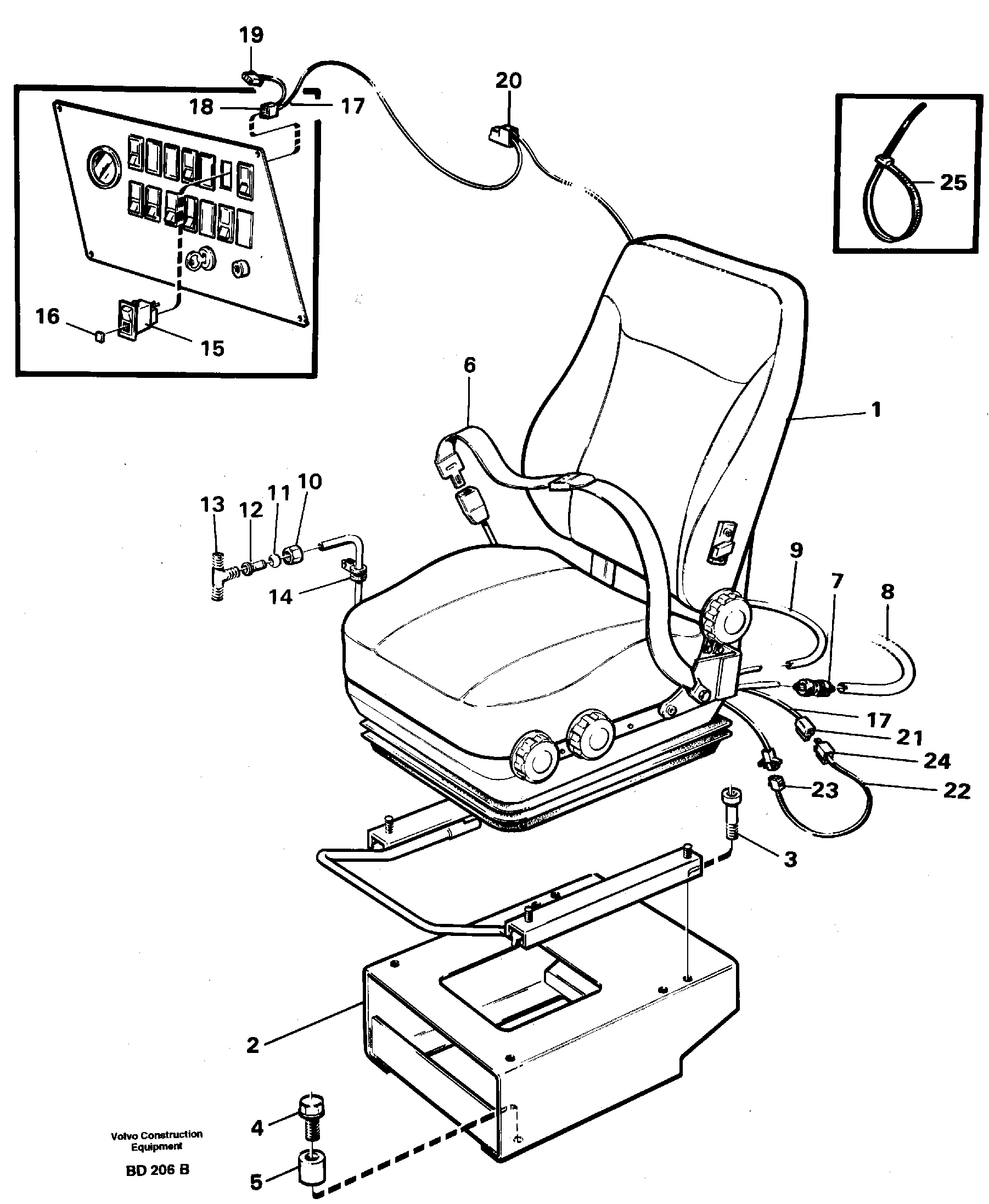 Operator's seat, heated, air suspensioned.  92174 — volvo parts diagram