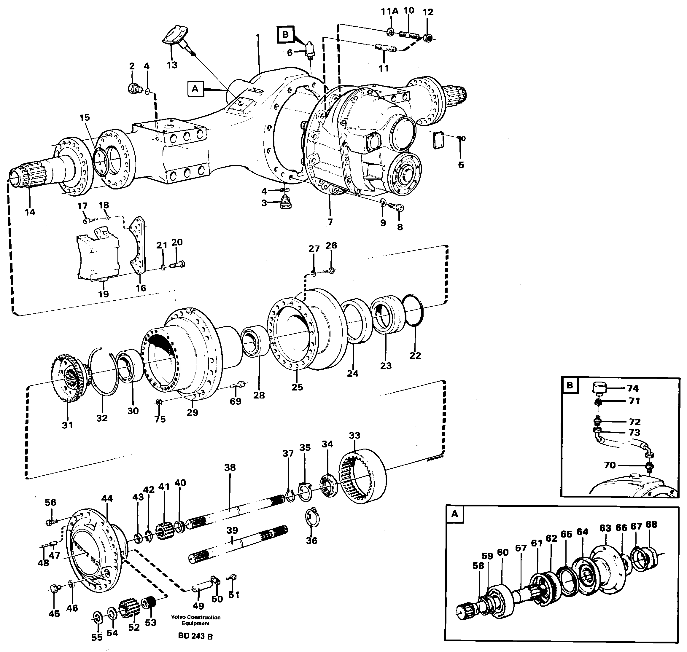 Planet shaft  AH63J PROD NO 23728 — volvo parts diagram