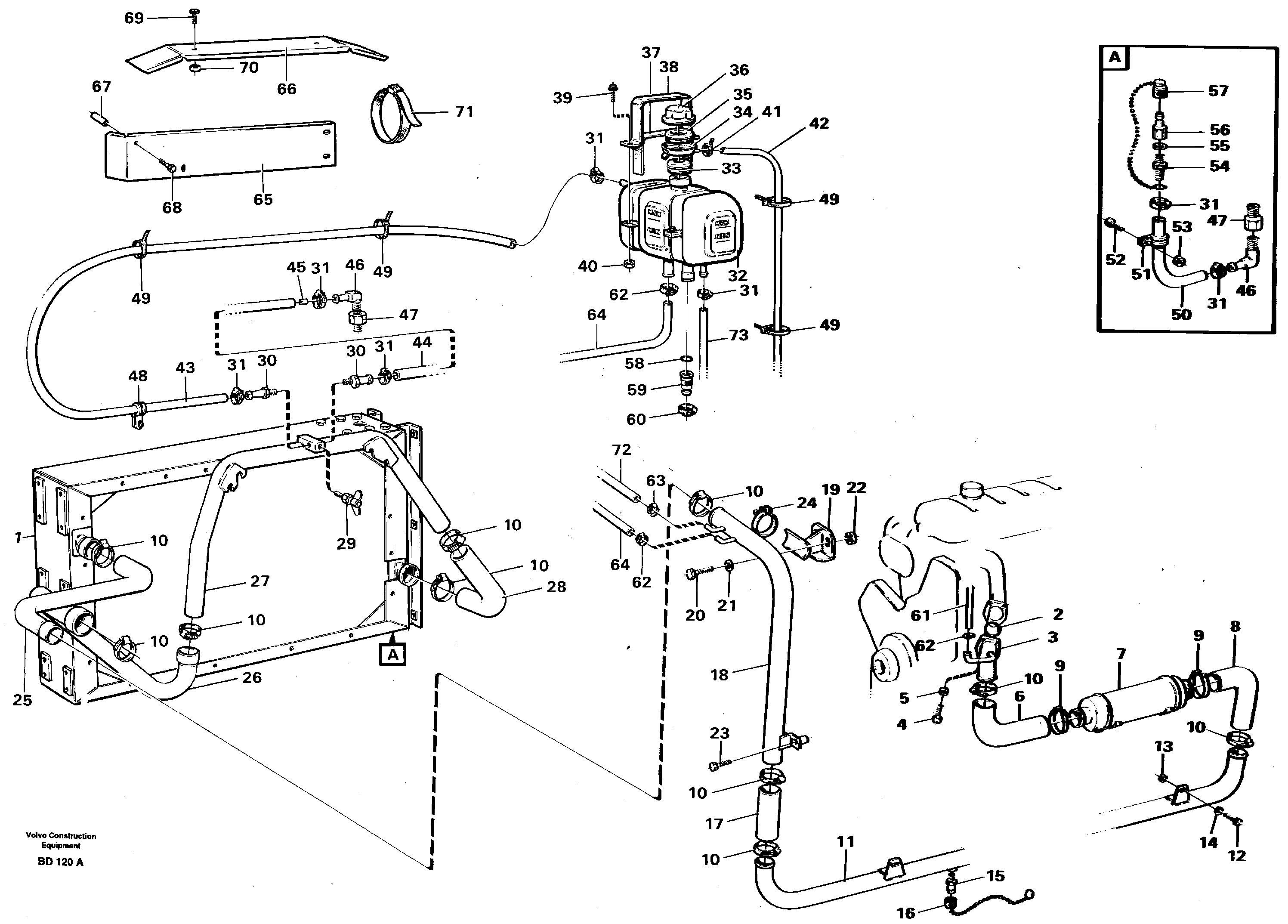 Radiator with connecting parts  Ser no 1151 - — volvo parts diagram