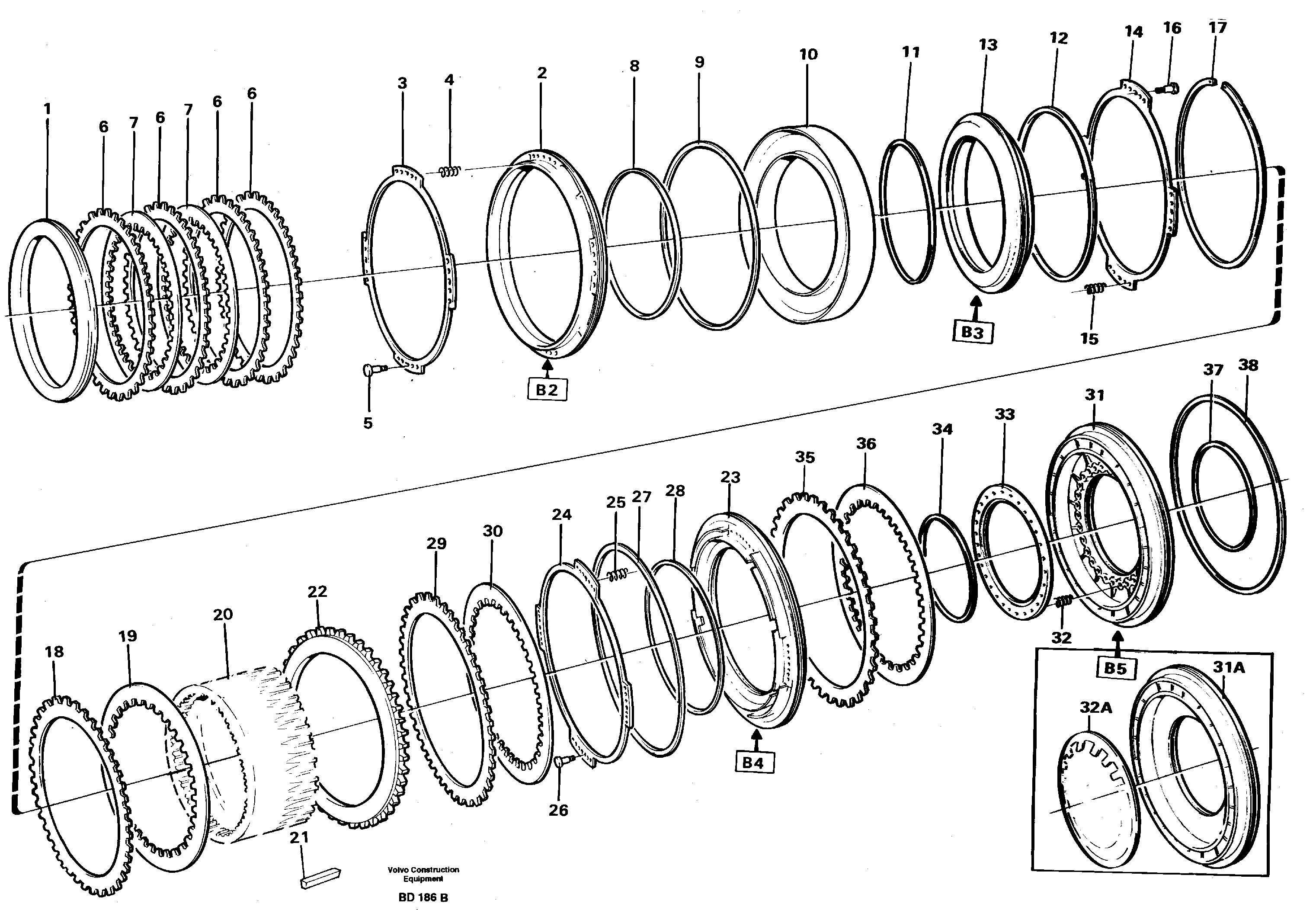 Brakes  B2, B3, B4, B5 — volvo parts diagram