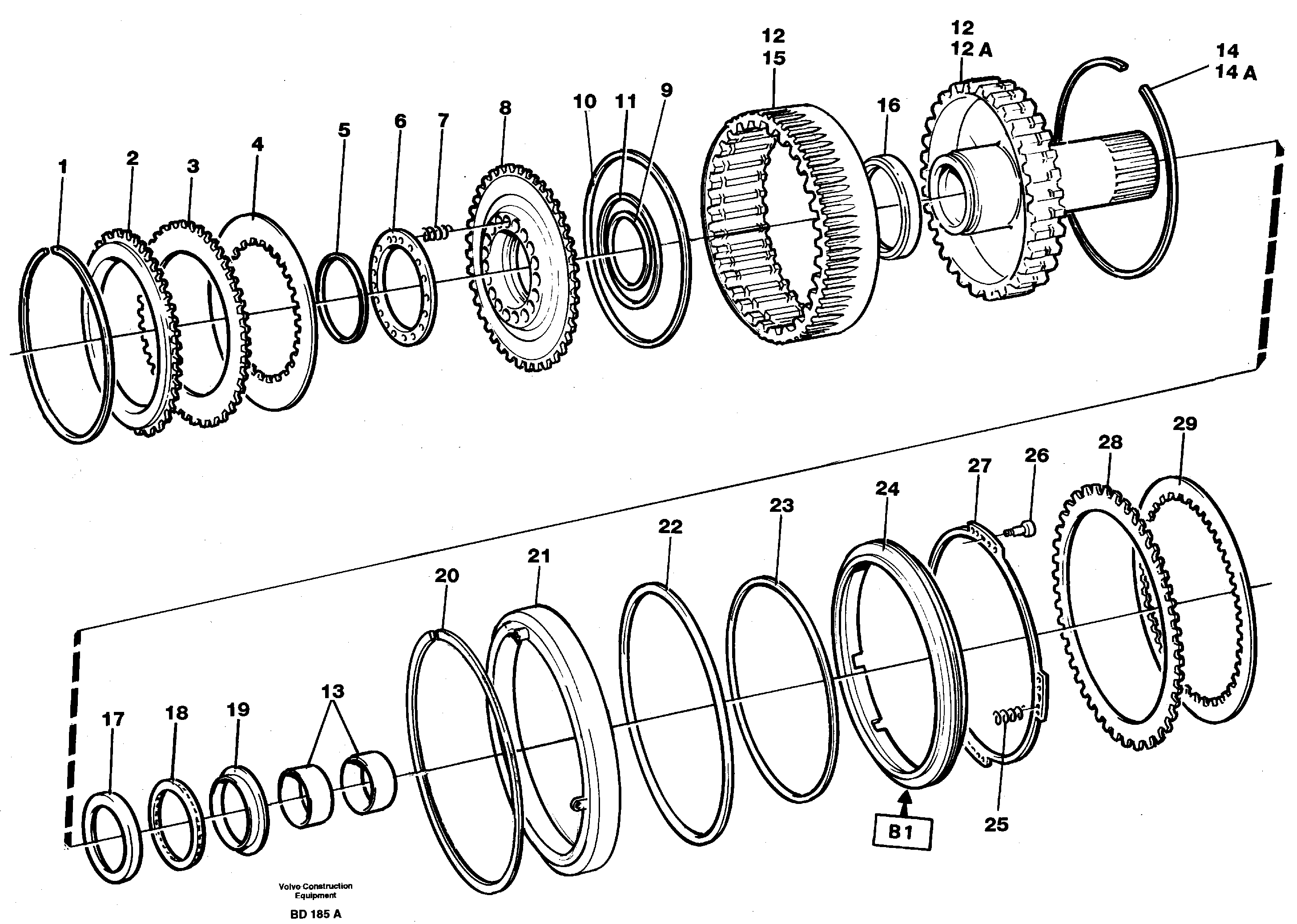 Clutch and brake  K2, B1 — volvo parts diagram