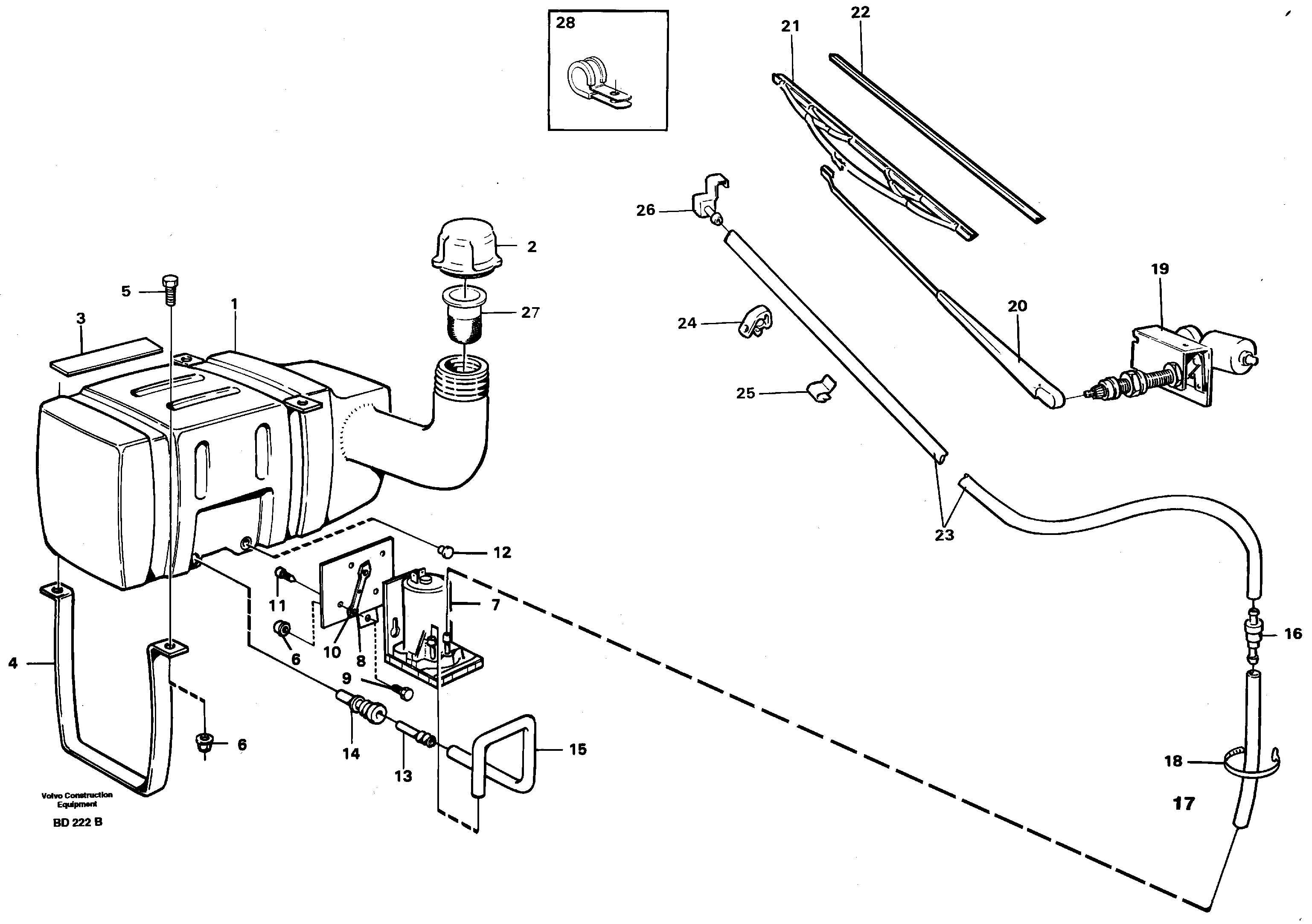 Windscreen washer and wiper — volvo parts diagram