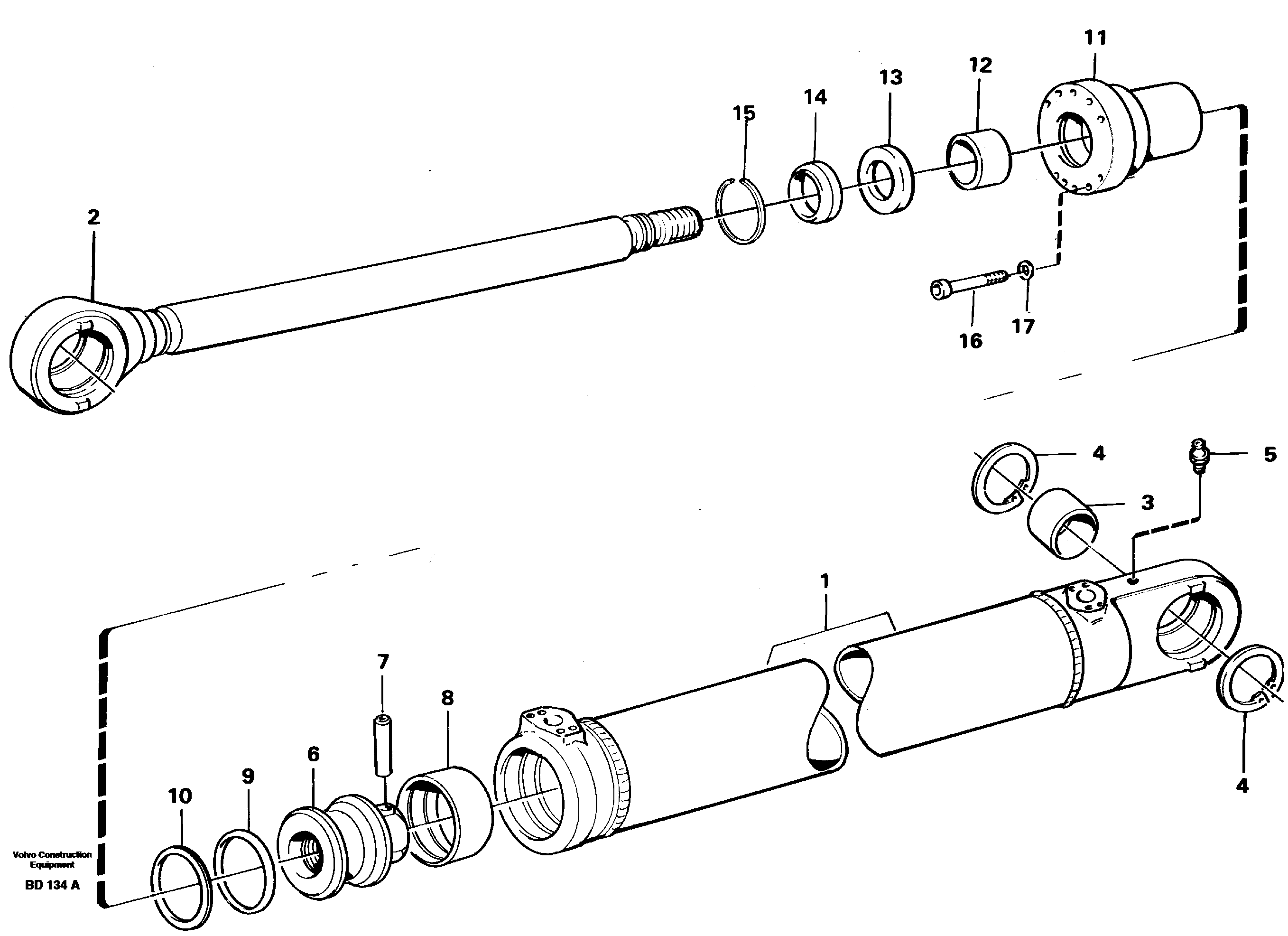 Hoist cylinder  SER NO - 1300, SER NO - 1304 (USA) — volvo parts diagram