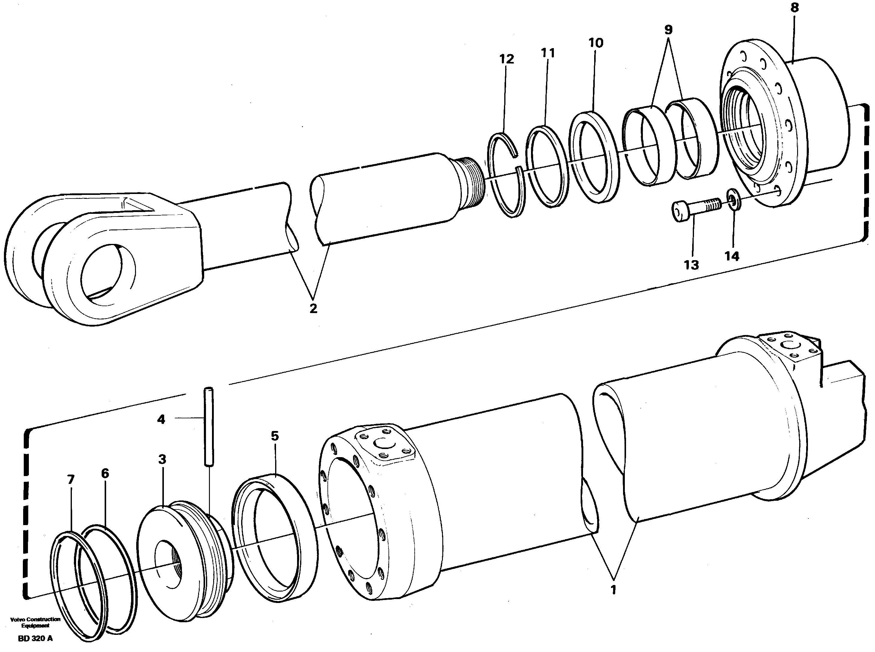 Hoist cylinder  SER NO 1301 -, SER NO 1305 - (USA) — volvo parts diagram