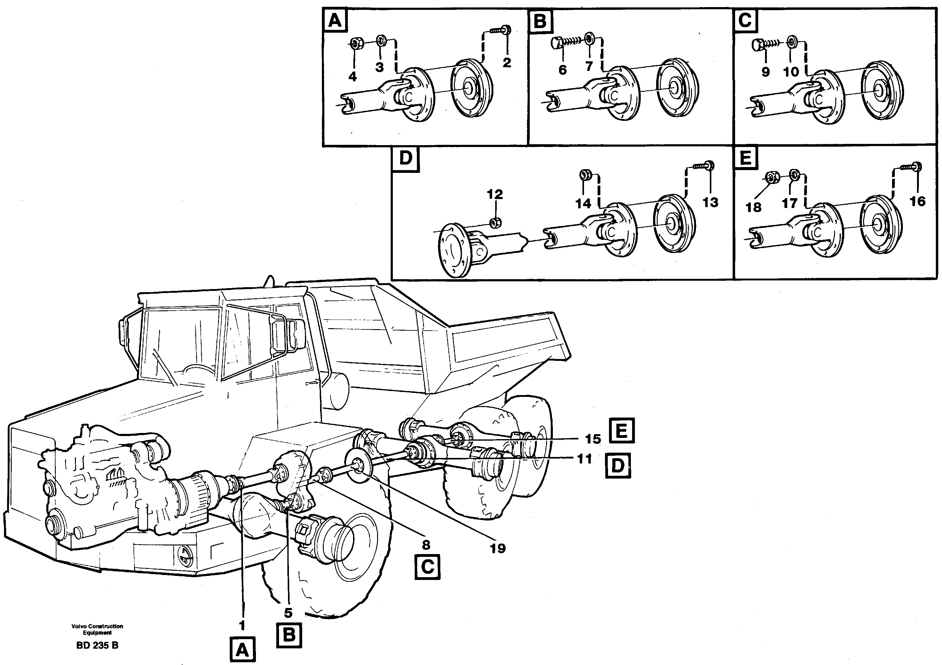 Propeller shafts with fitting parts — volvo parts diagram