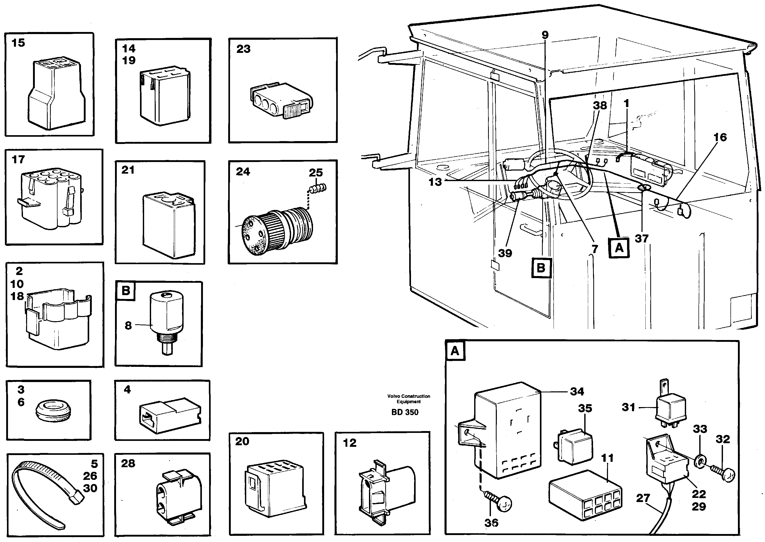 Cable harnesses, cab — volvo parts diagram