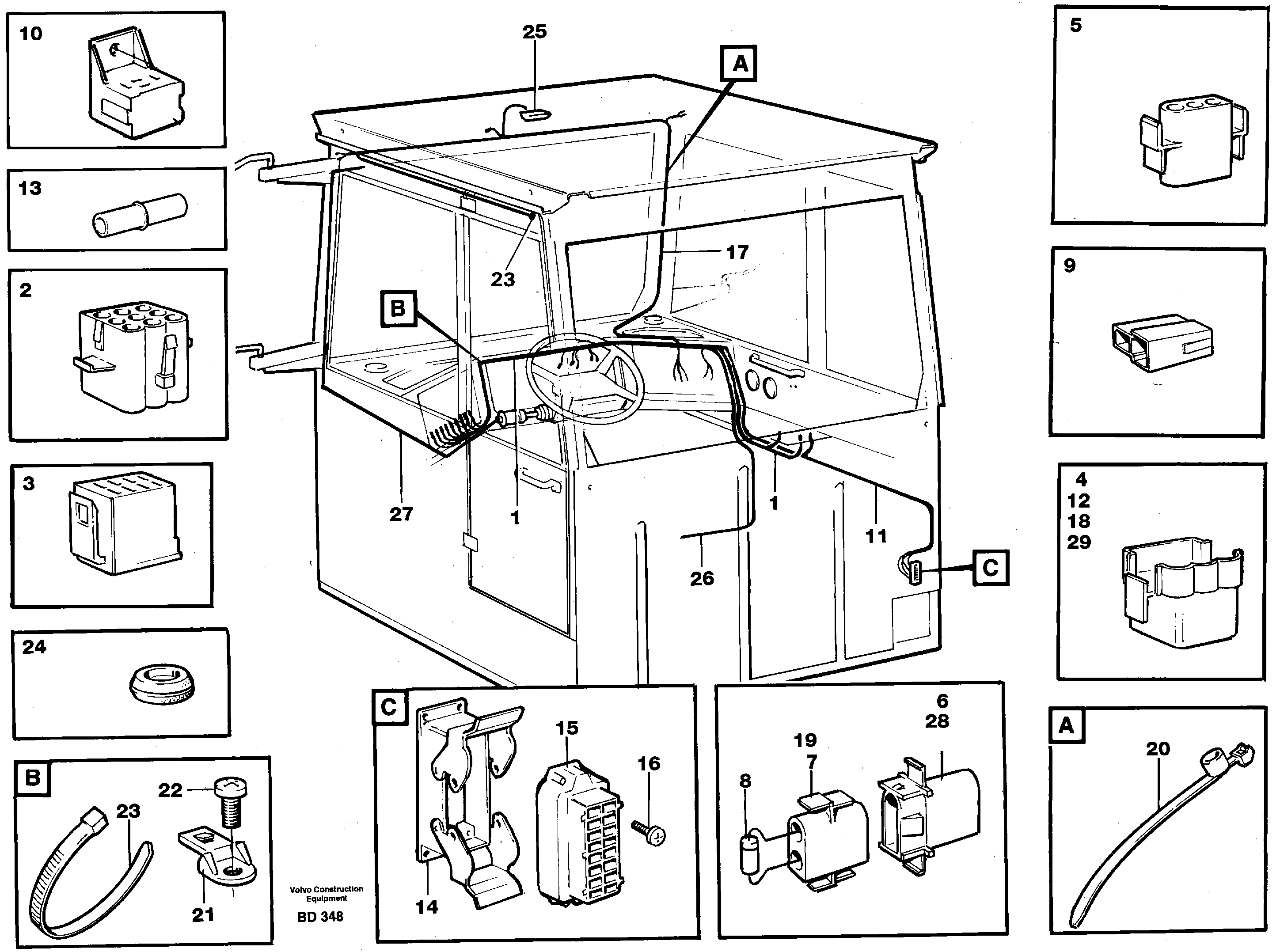 Cable harnesses, cab — volvo parts diagram