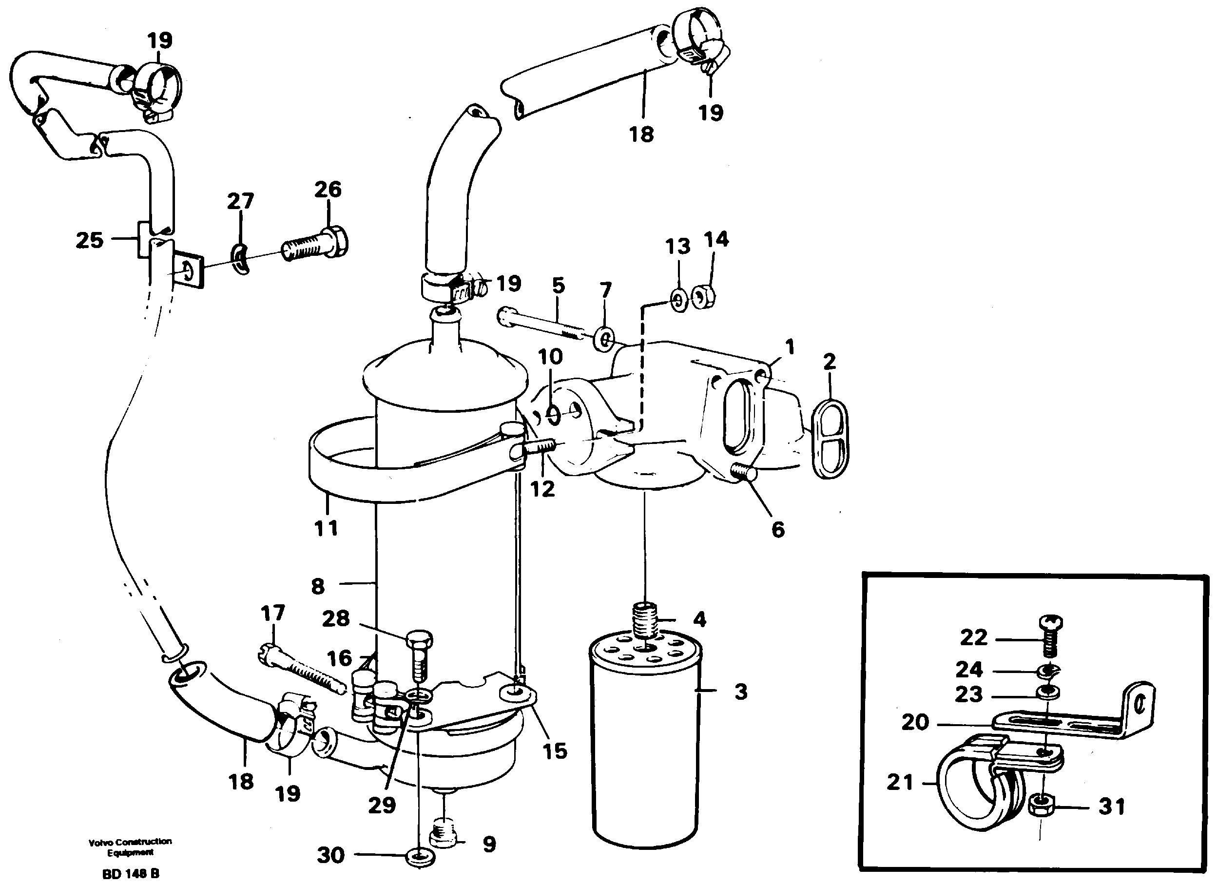Oilfilter and oil cooler — volvo parts diagram