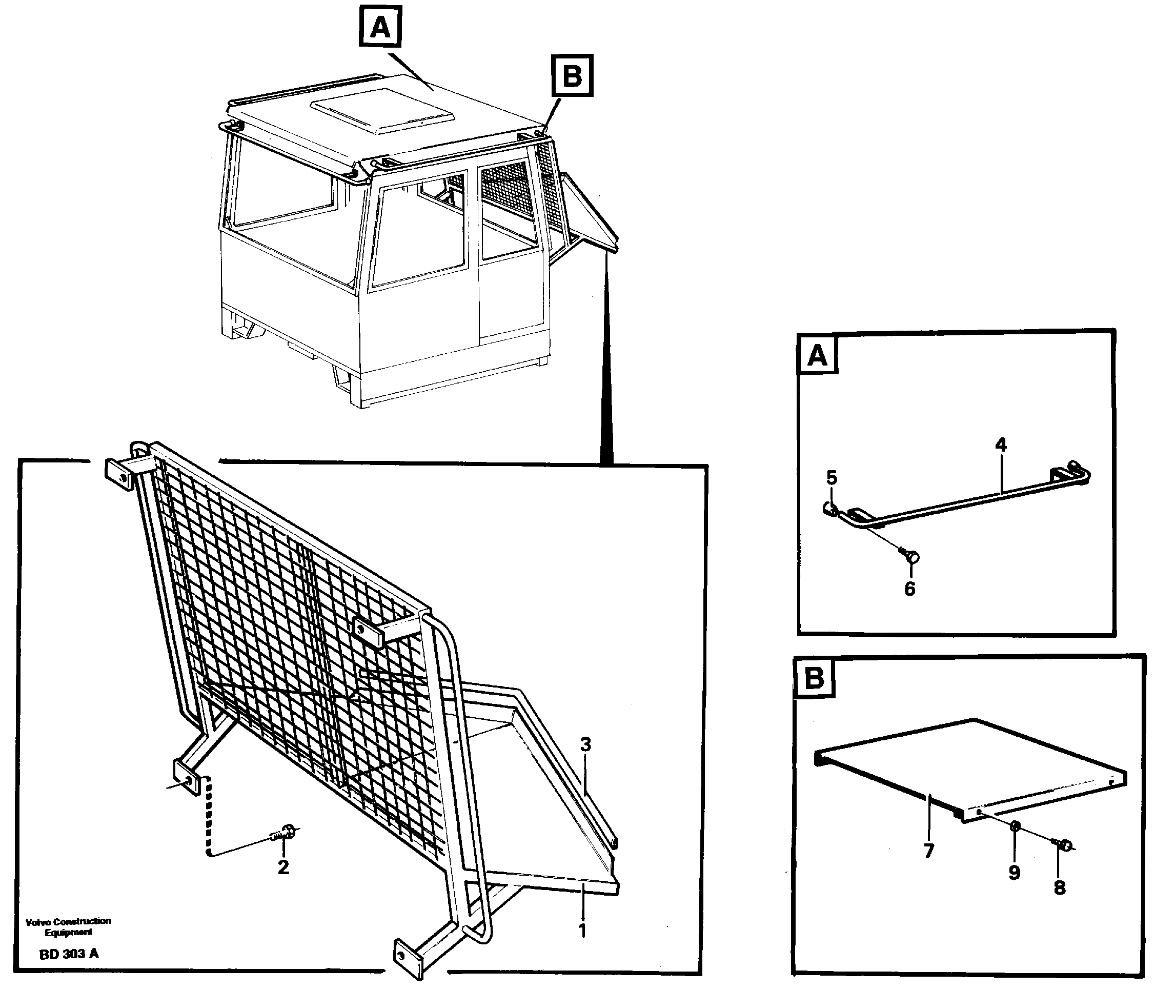 Protective grating protecting roof — volvo parts diagram