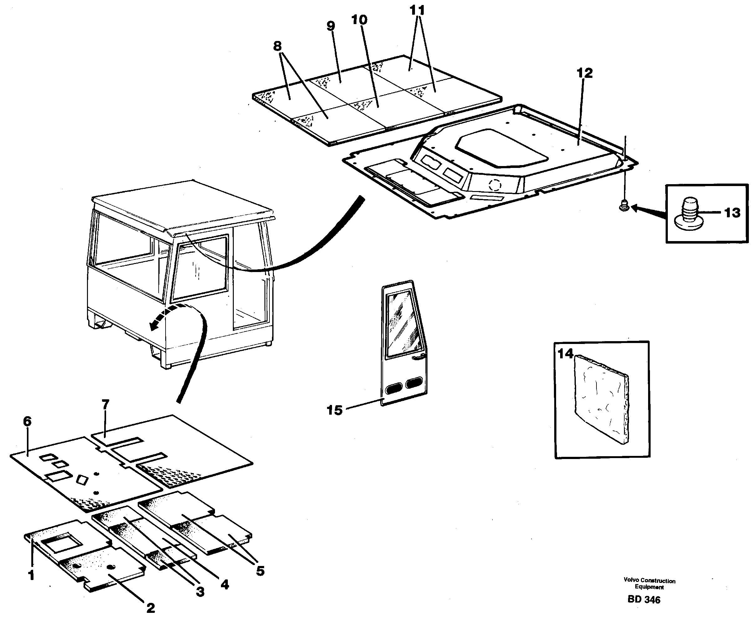 Upholstery and insulation, floor and roof  CAB 1706 - — volvo parts diagram