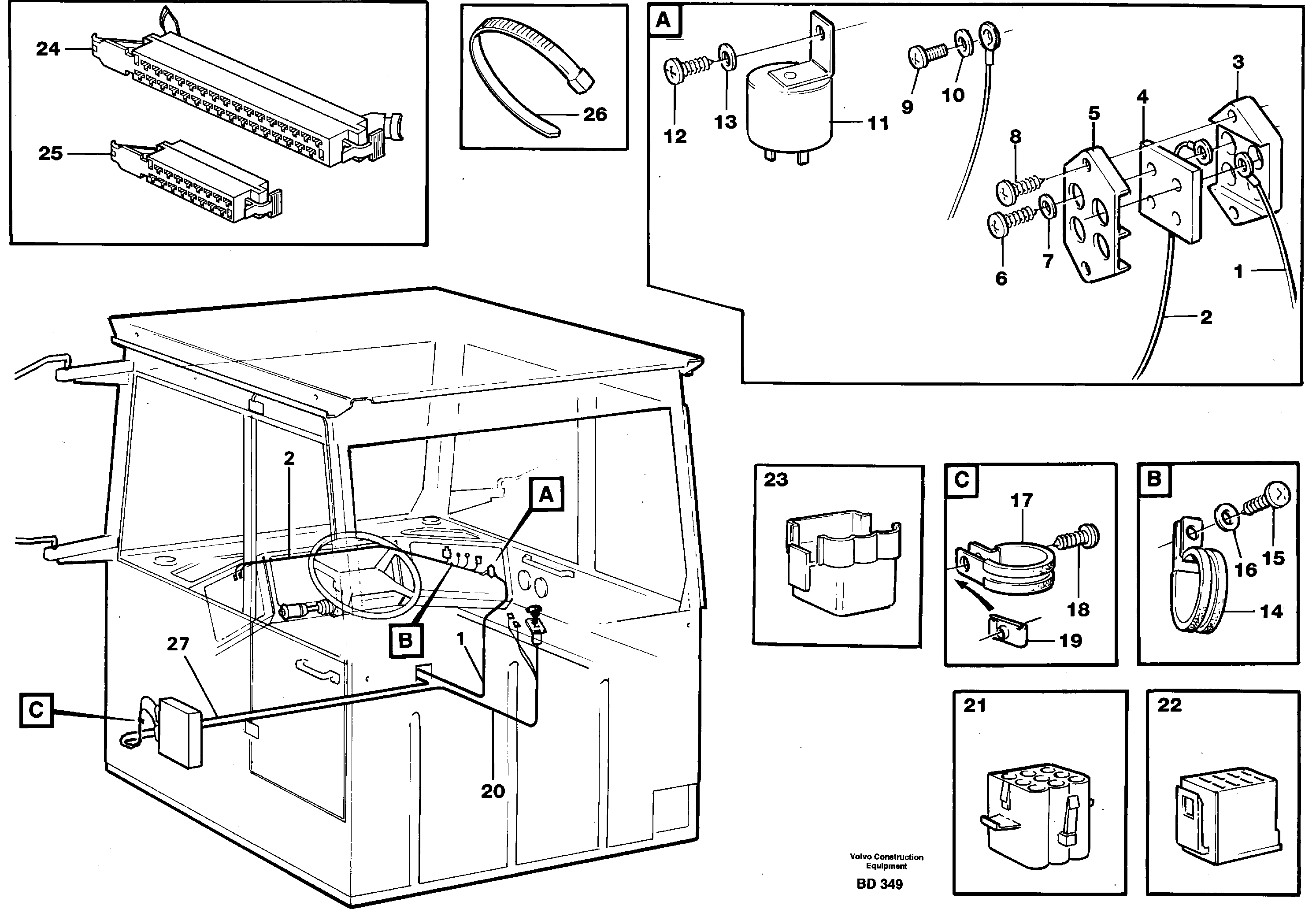 Cable harnesses, cab — volvo parts diagram