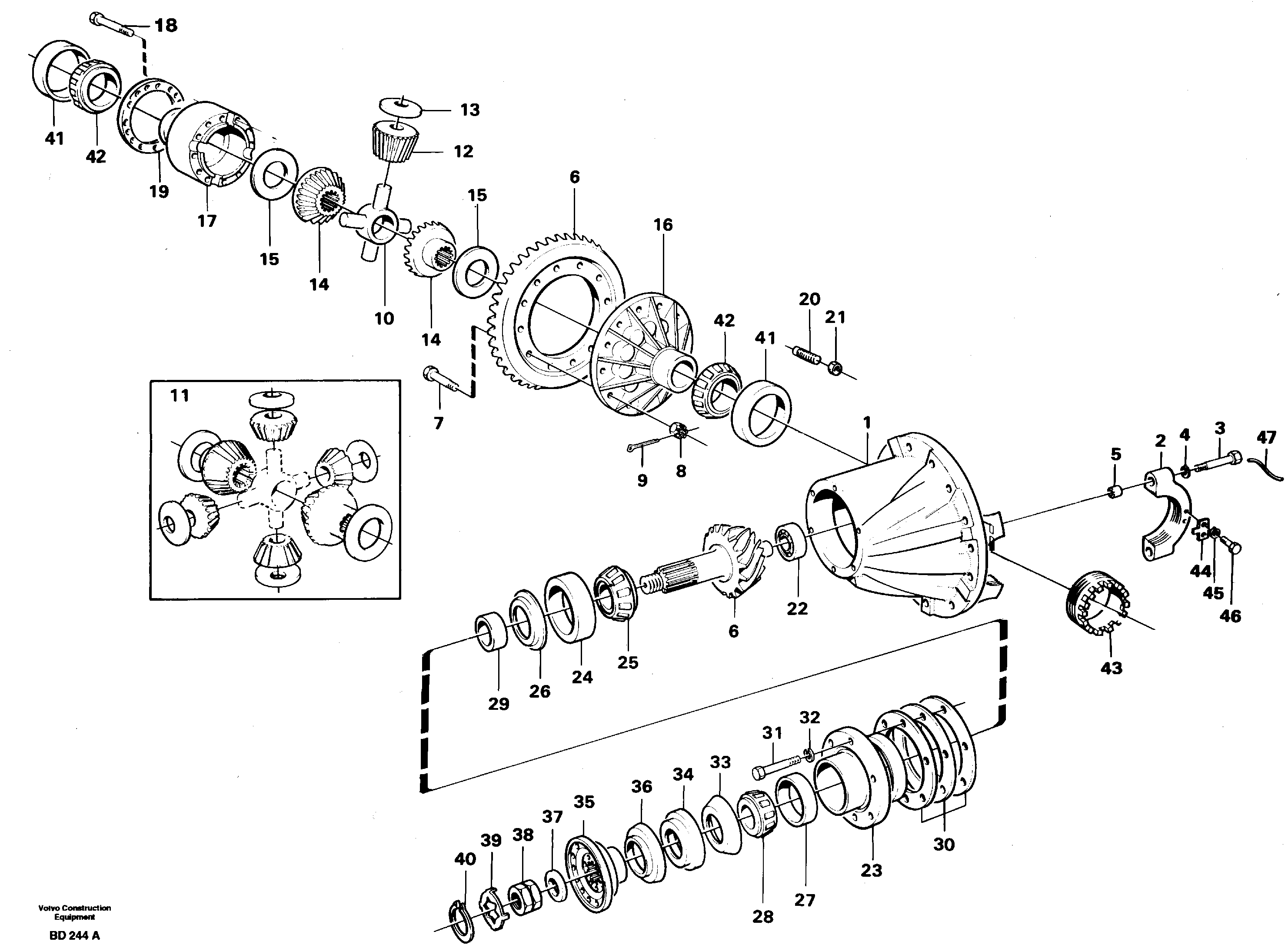 Final gear  AH63I,AH63K PROD NO 23727,23729 — volvo parts diagram