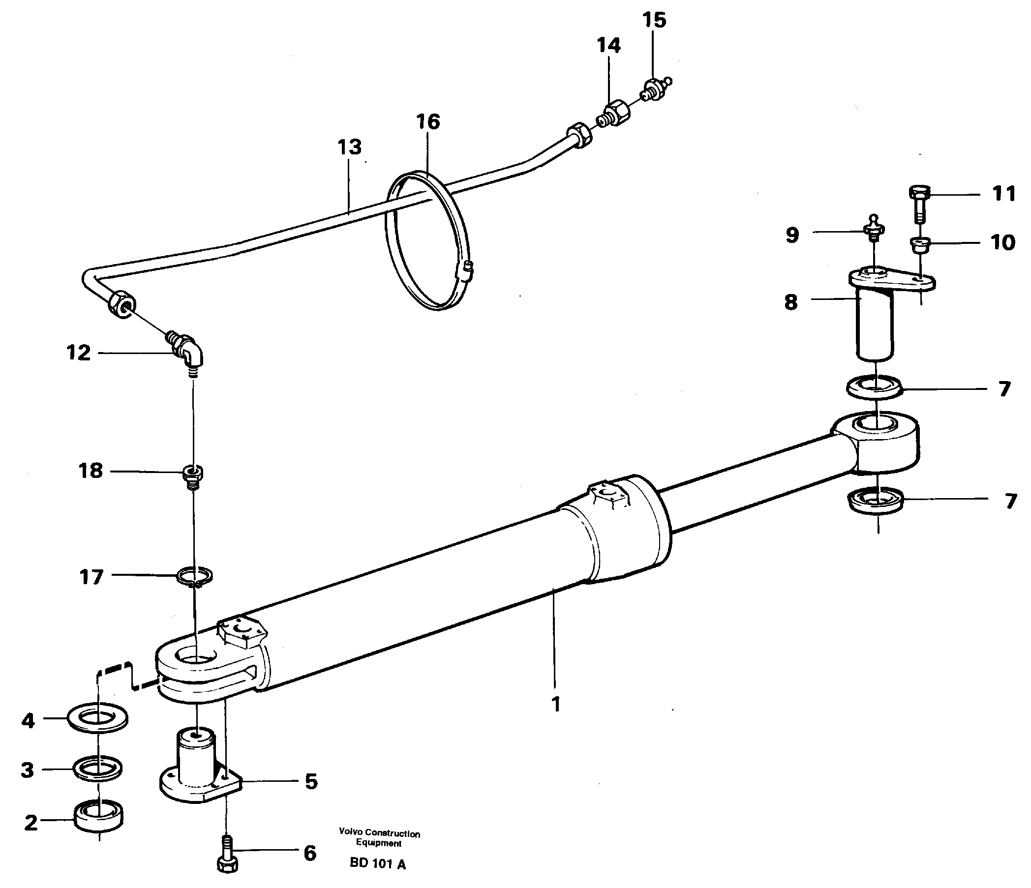 Hydraulic cylinder with fitting parts — volvo parts diagram