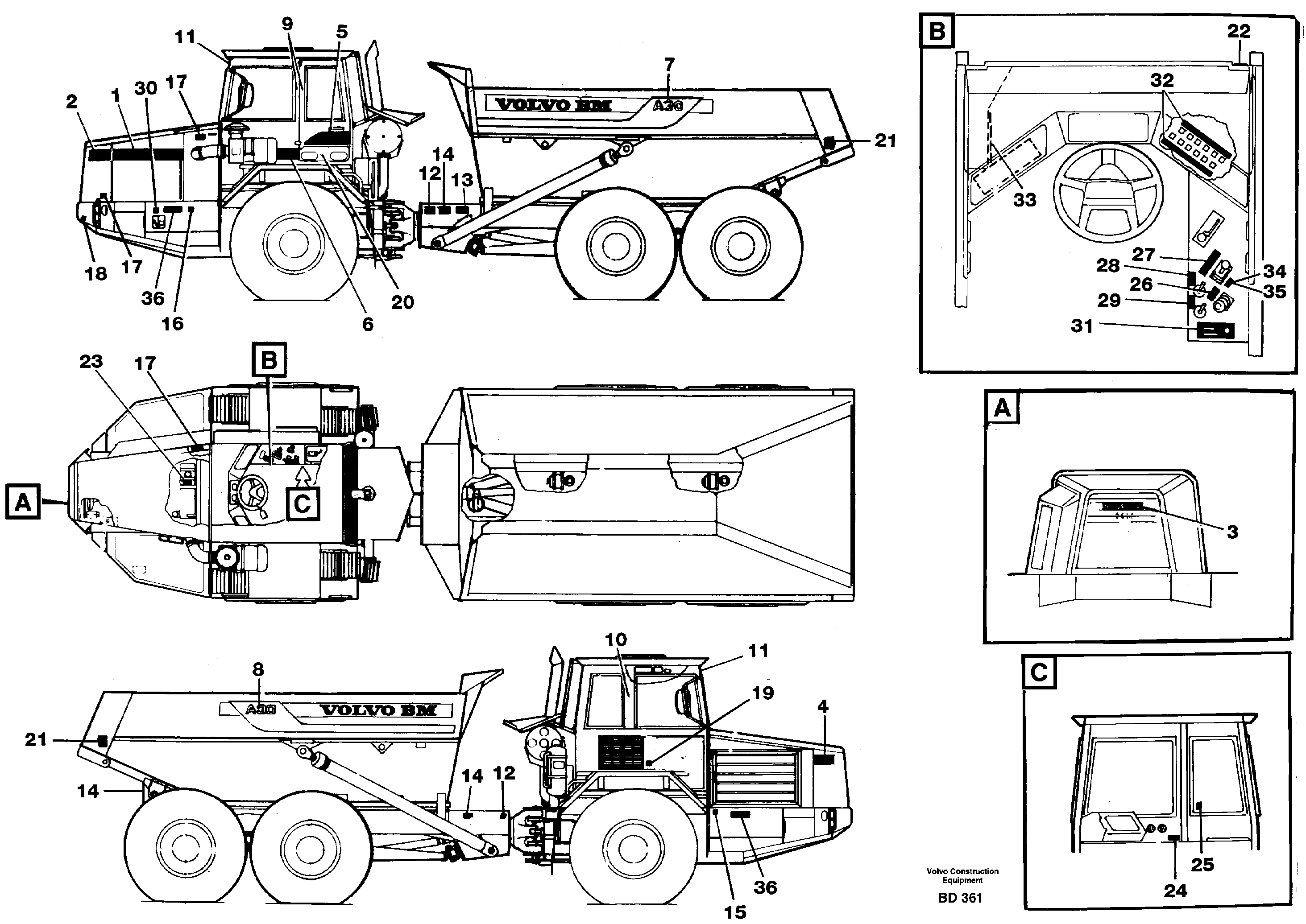 Sign plates and decals  STD, SER NO 1706 - — volvo parts diagram
