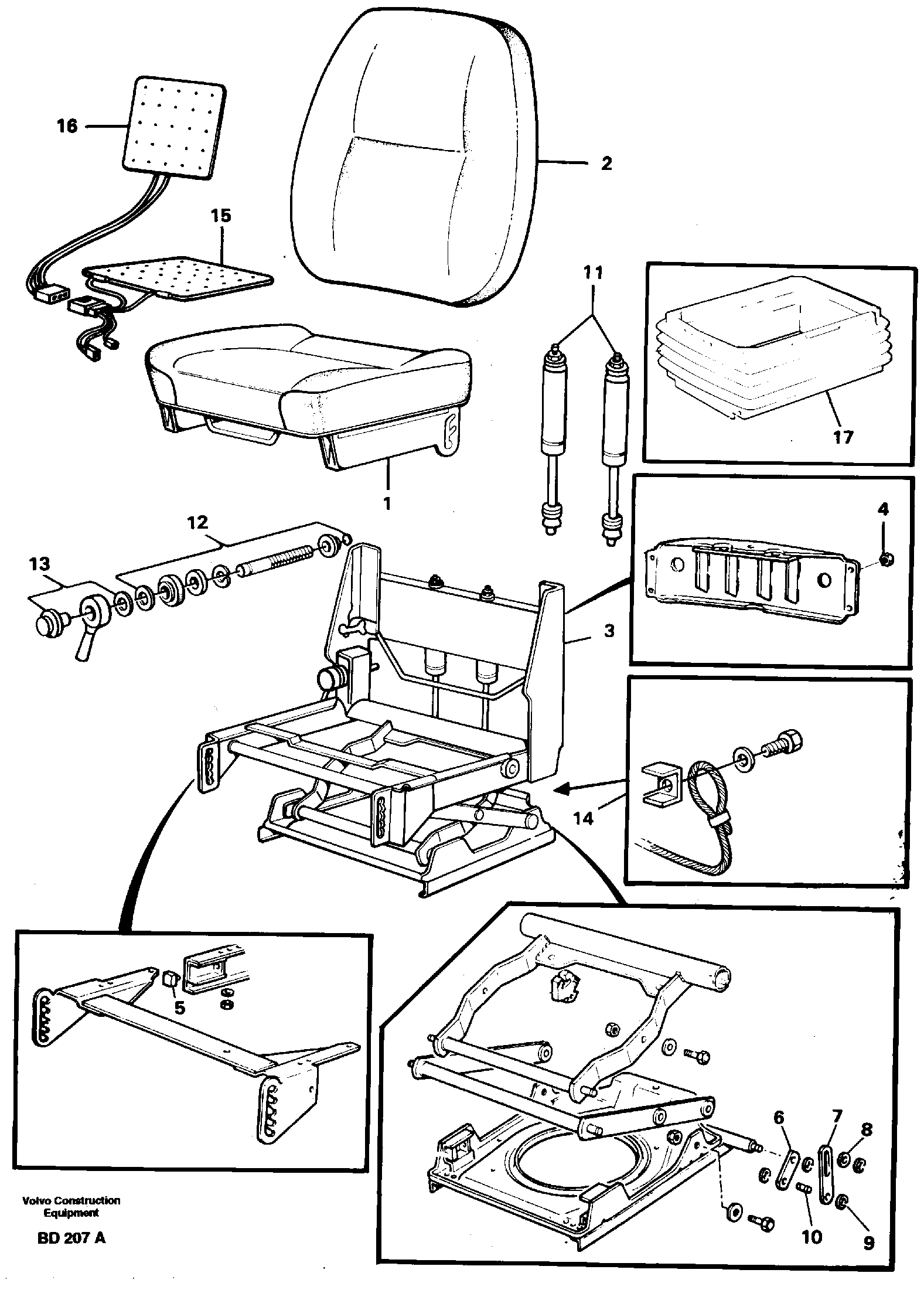 Operator's seat  SER NO - 1183, SER NO - 1186 (USA) — volvo parts diagram