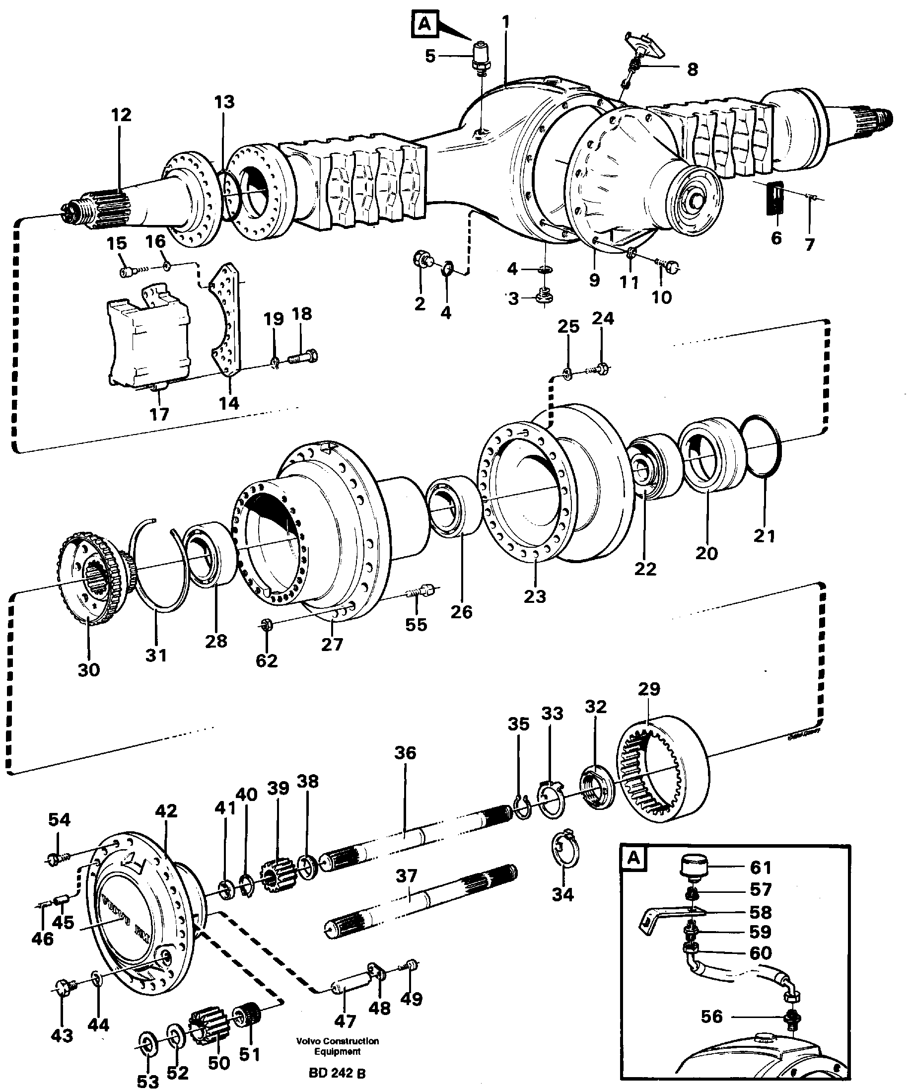 Planet shaft  AH63I, AH63K, PROD NO 23727, 23729 — volvo parts diagram