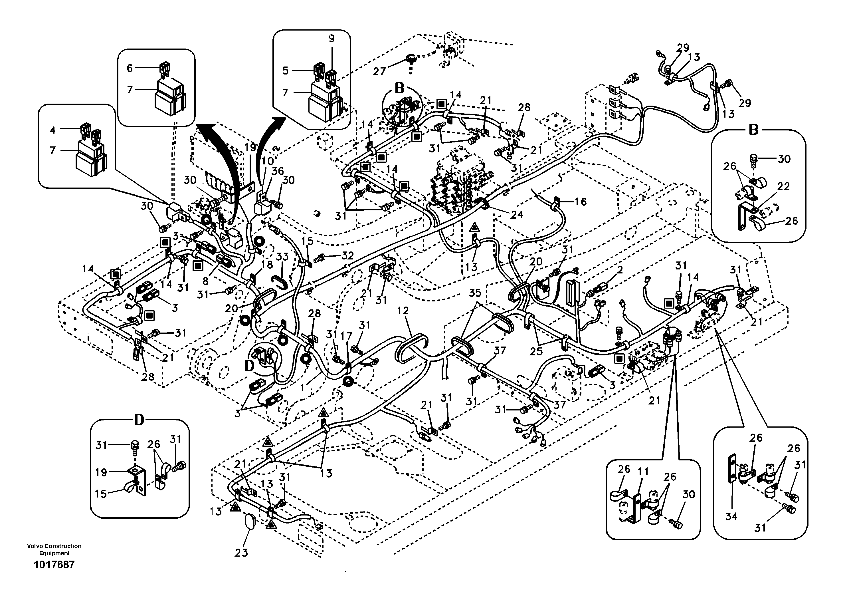 Cable and wire harness, main — volvo parts diagram