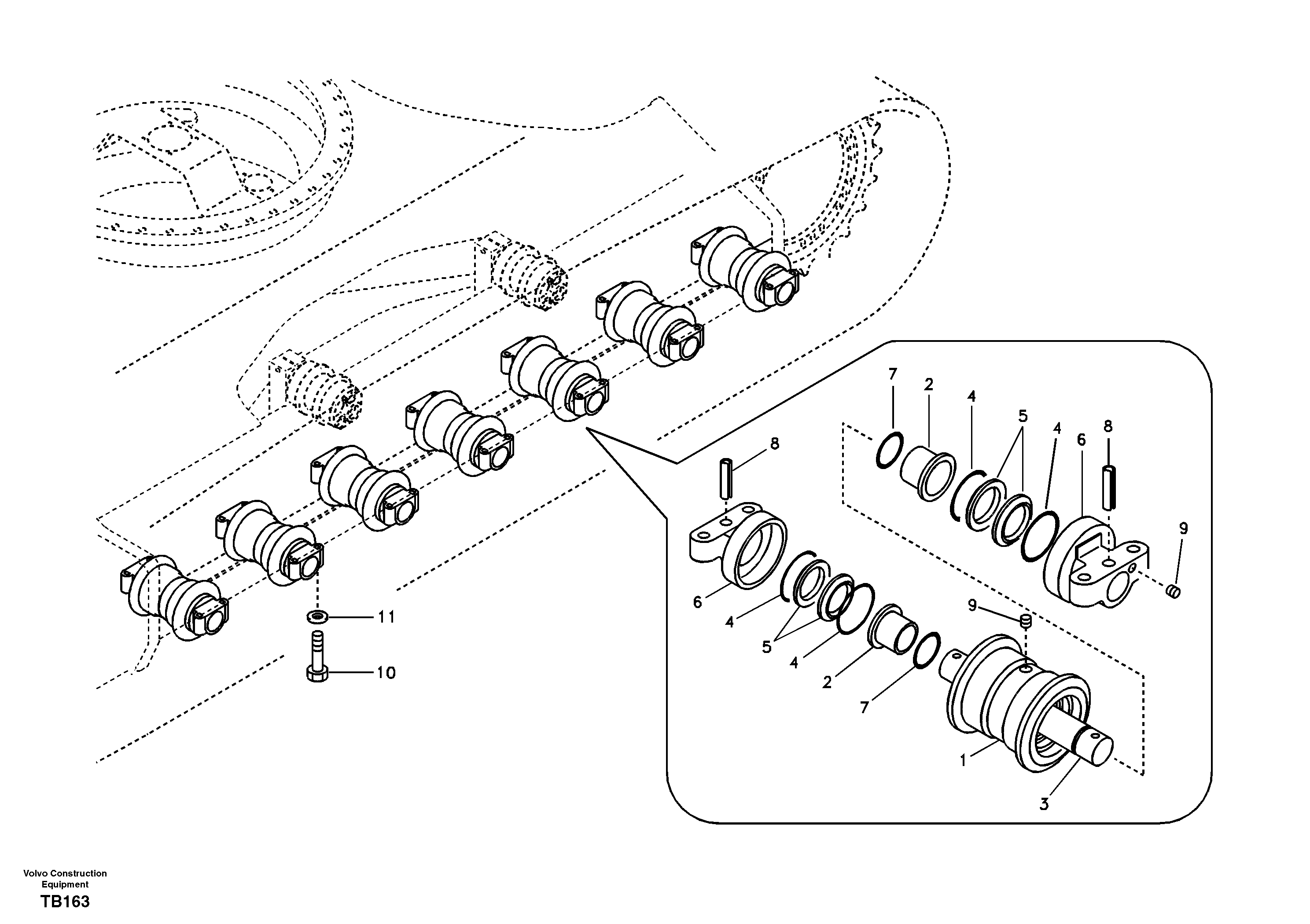Bottom roller — volvo parts diagram