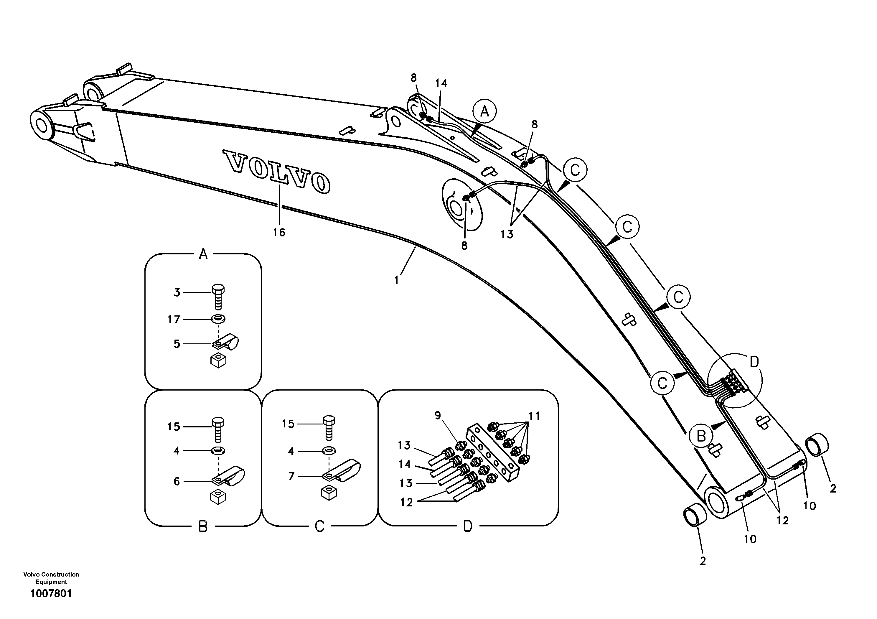 Boom and grease piping — volvo parts diagram