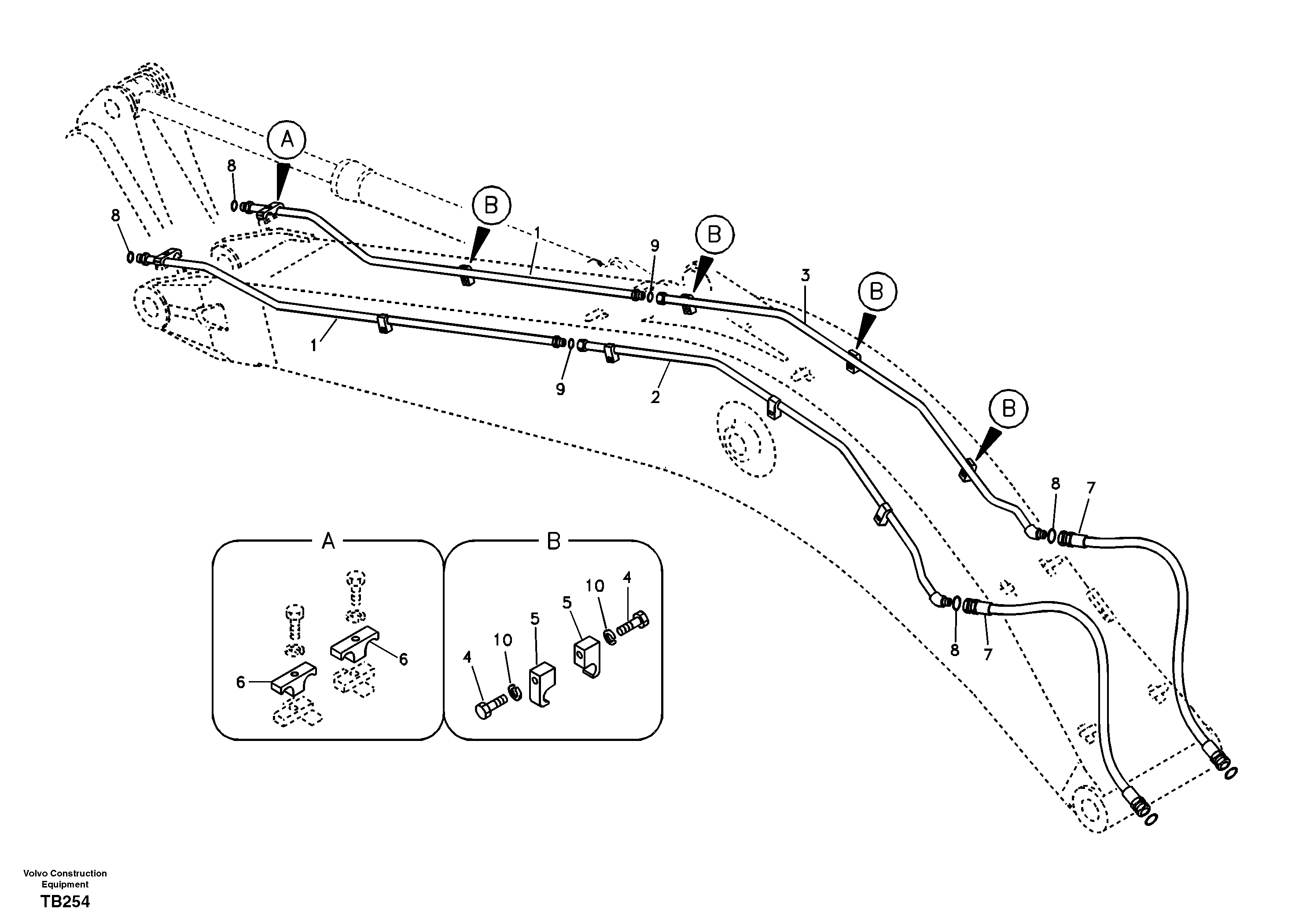 Working hydraulic, hammer and shear for boom — volvo parts diagram