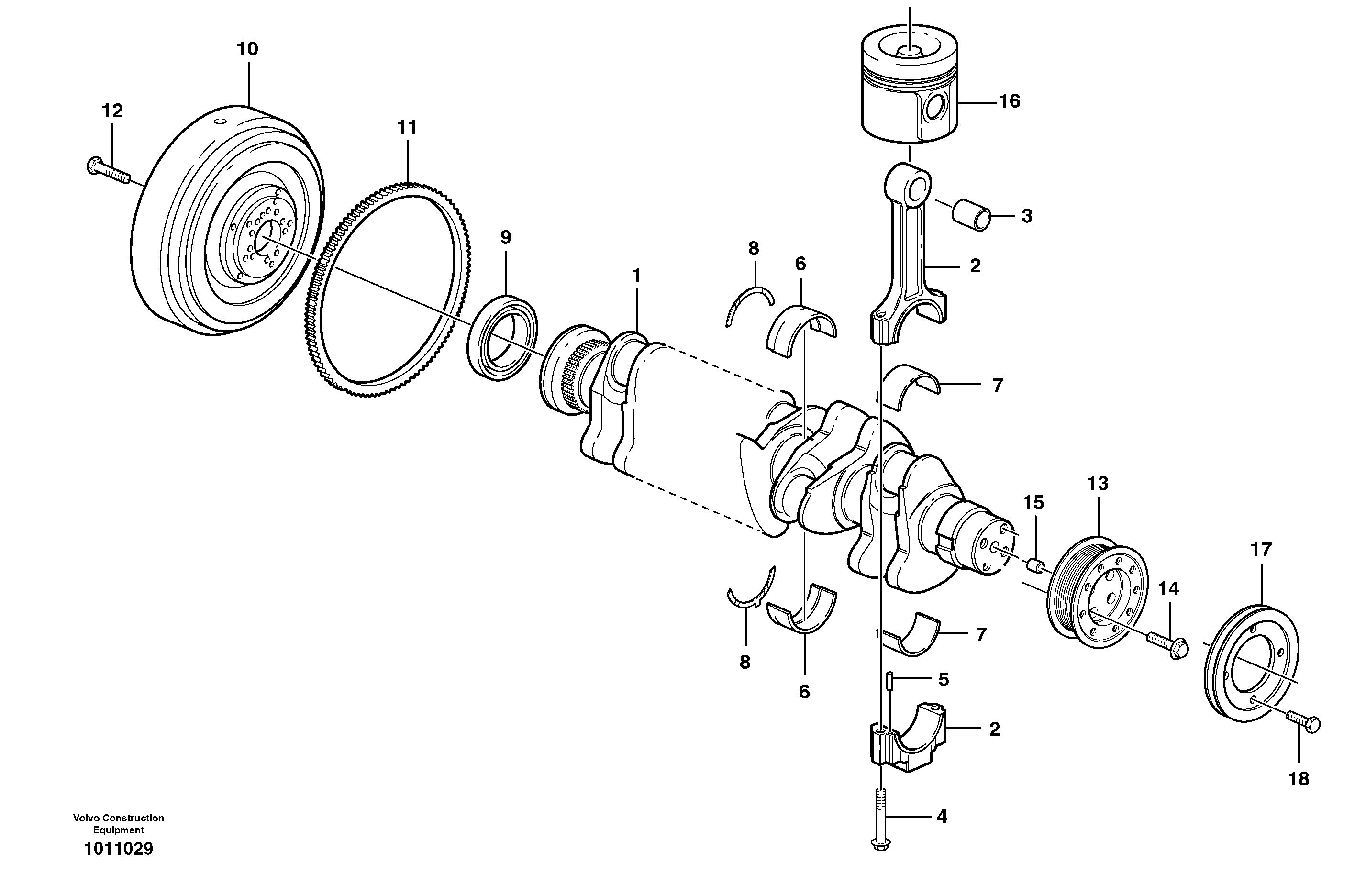 Crankshaft and related parts — volvo parts diagram