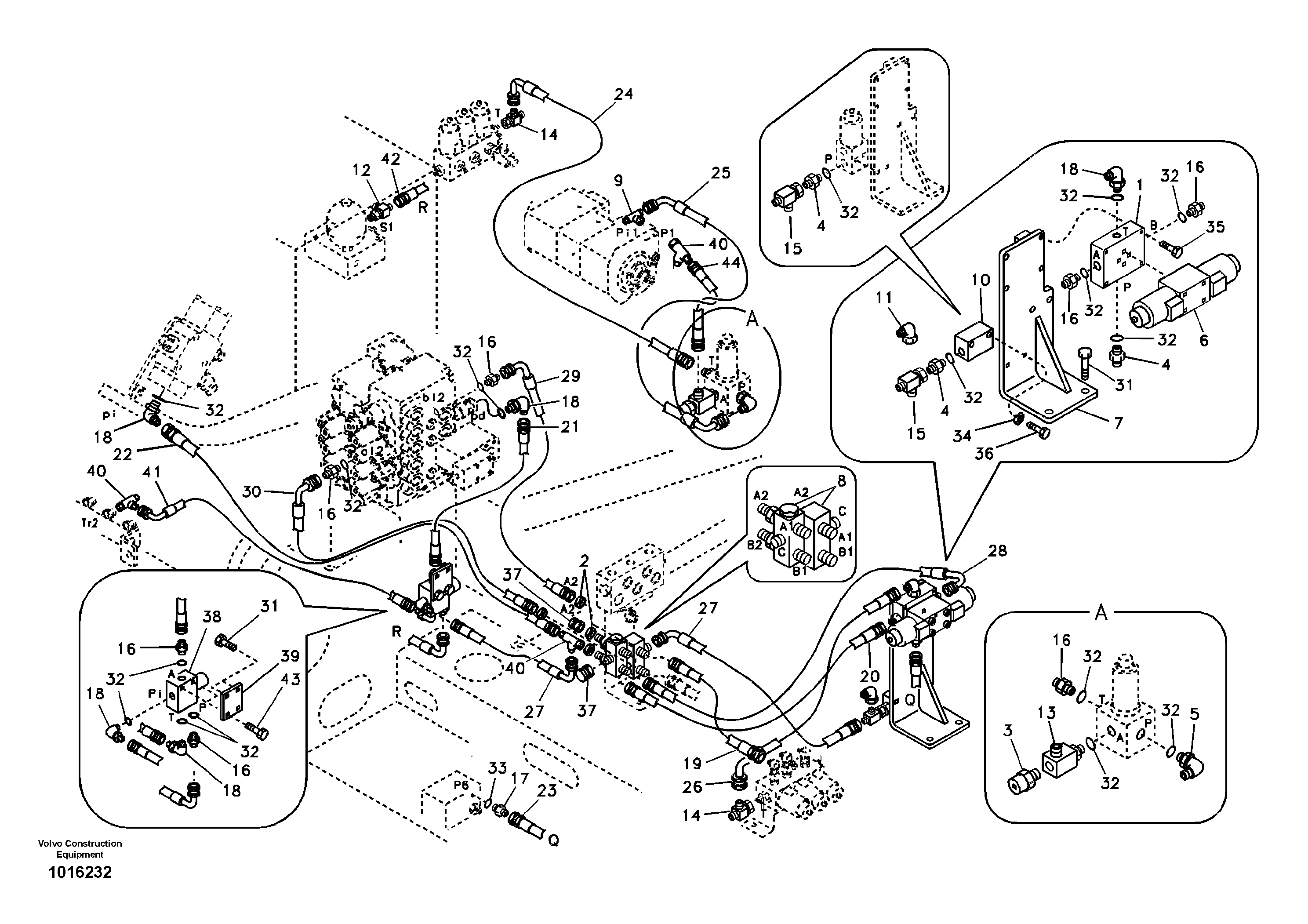 Working hydraulic, hammer and shear for 1st pump flow — volvo parts diagram