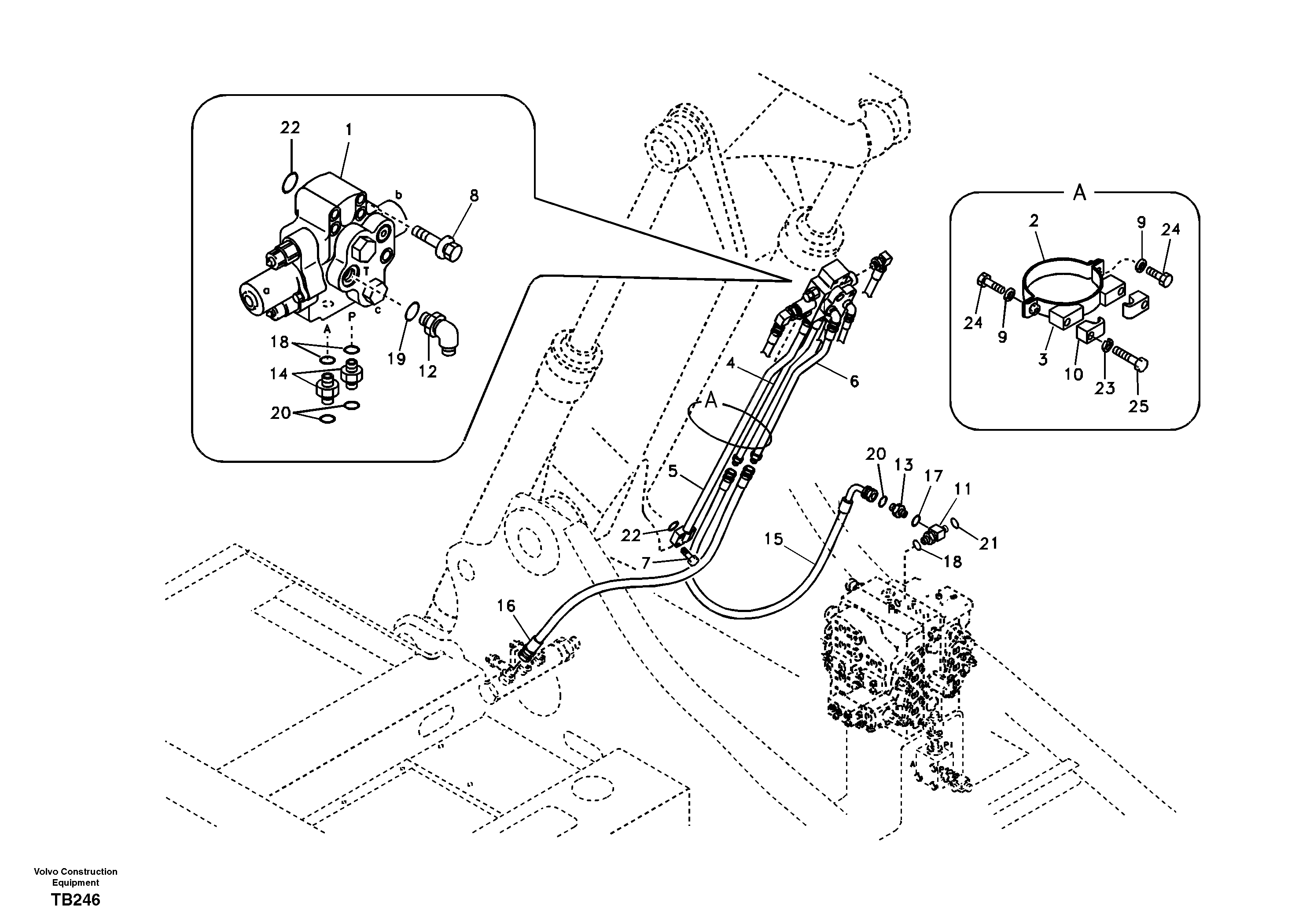 Working hydraulic, 2nd boom cylinder on adjustable boom — volvo parts diagram