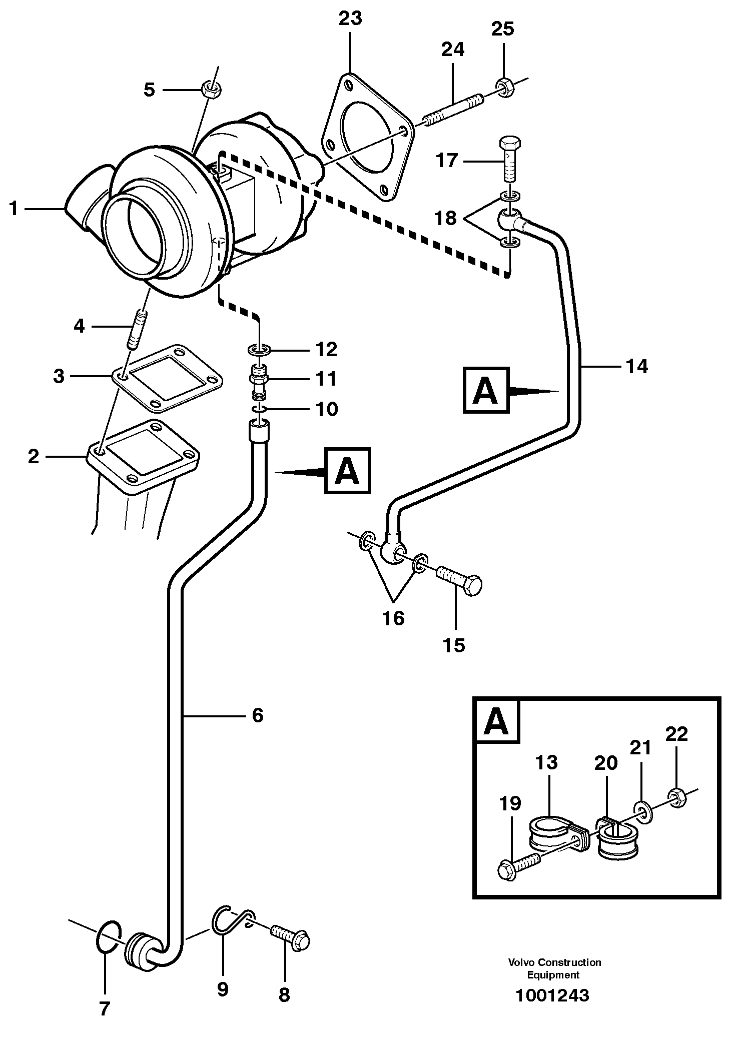 Turbocharger with fitting parts — volvo parts diagram