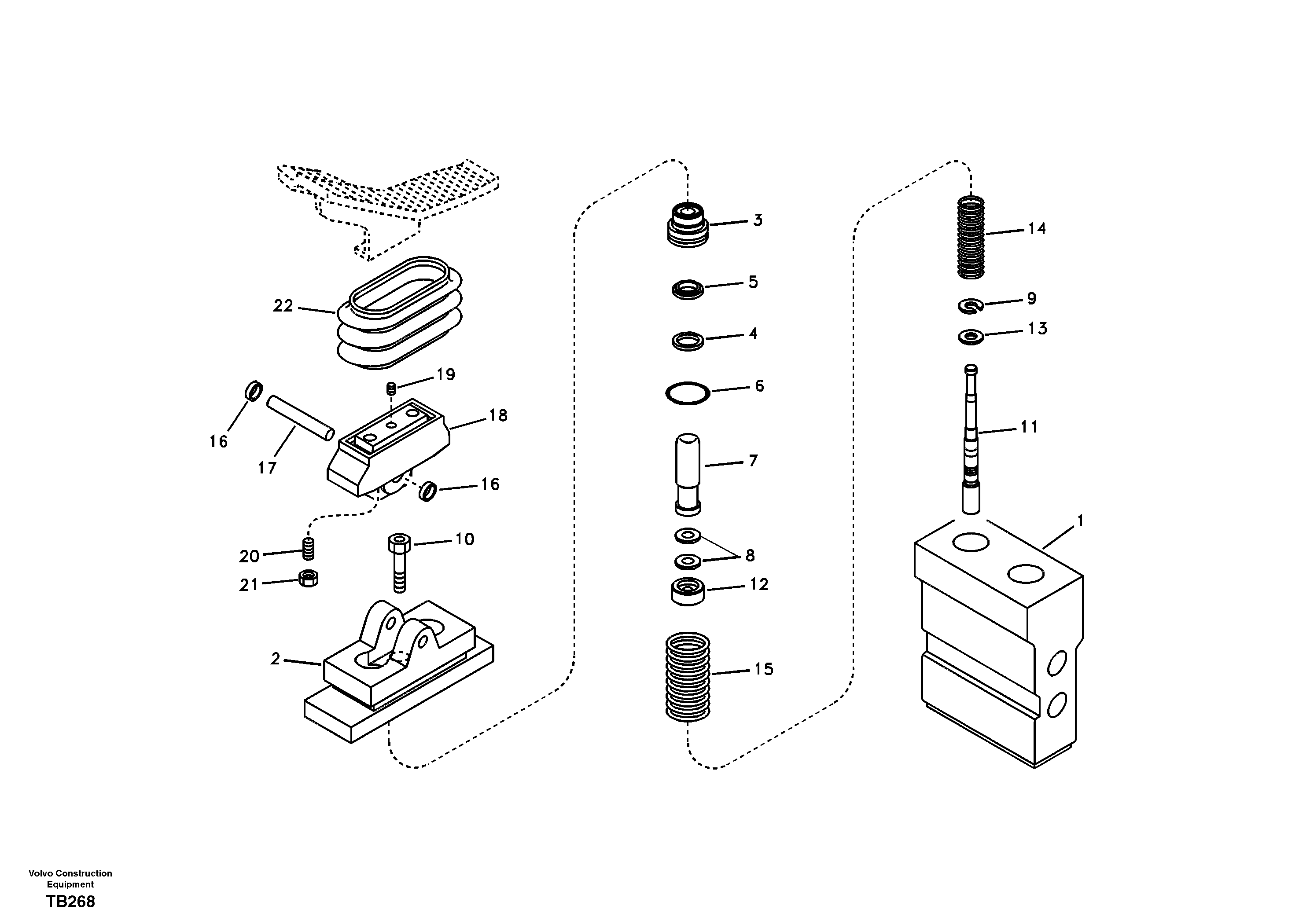 Working hydraulic, remote control valve pedal for hammer and shear — volvo parts diagram