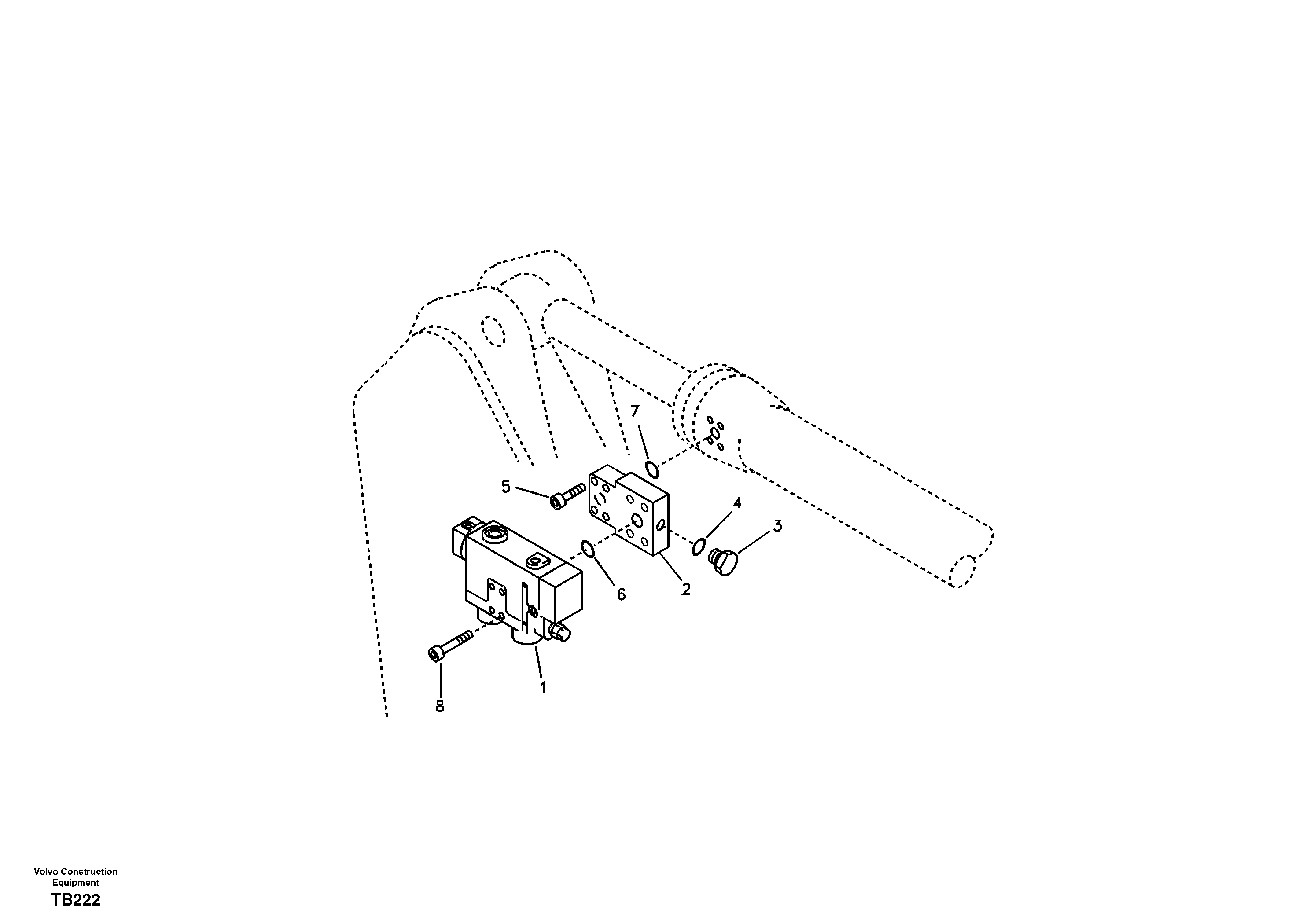 Working hydraulic, dipper arm rupture valve mount. — volvo parts diagram
