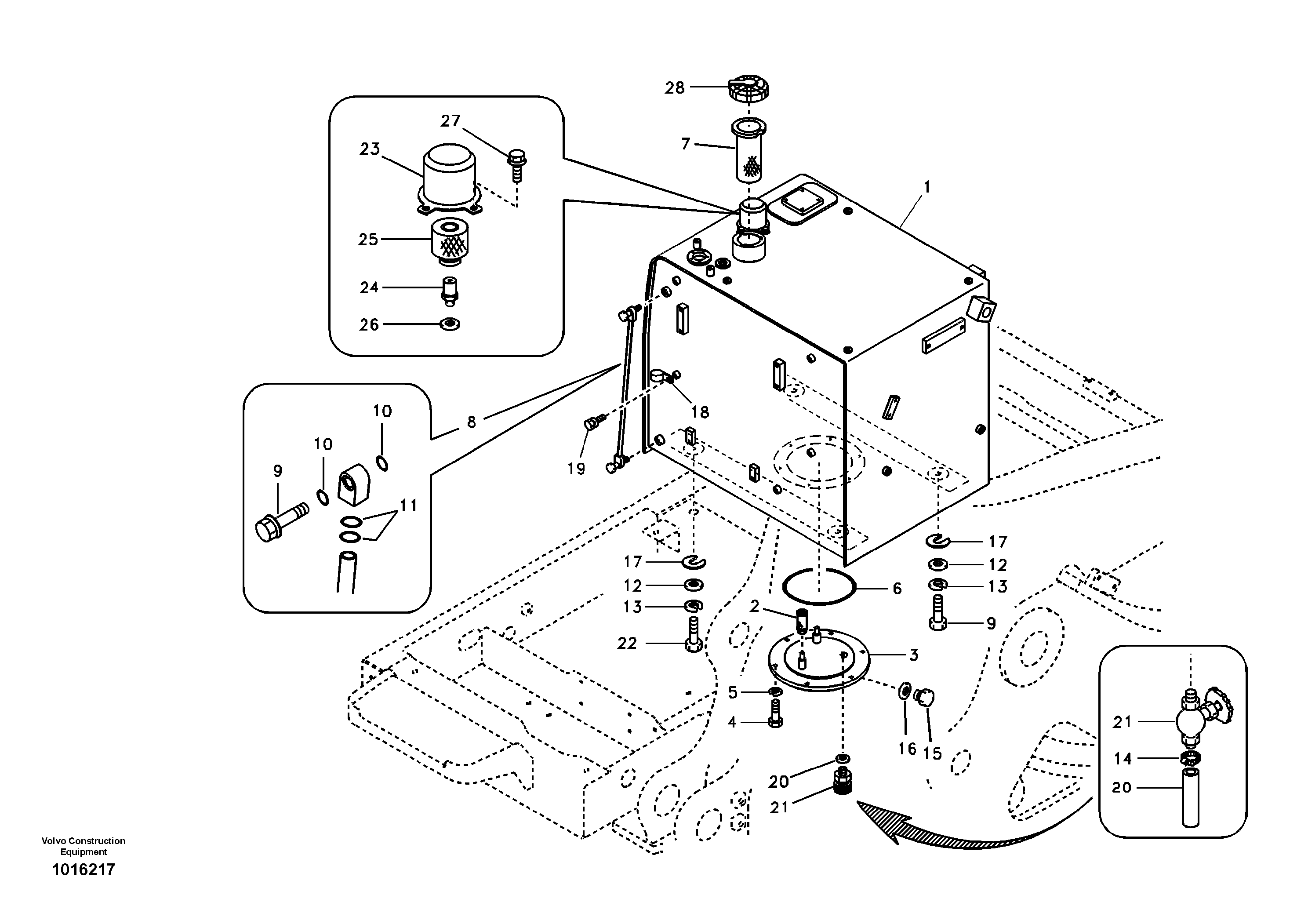 Fuel tank with fitting parts — volvo parts diagram