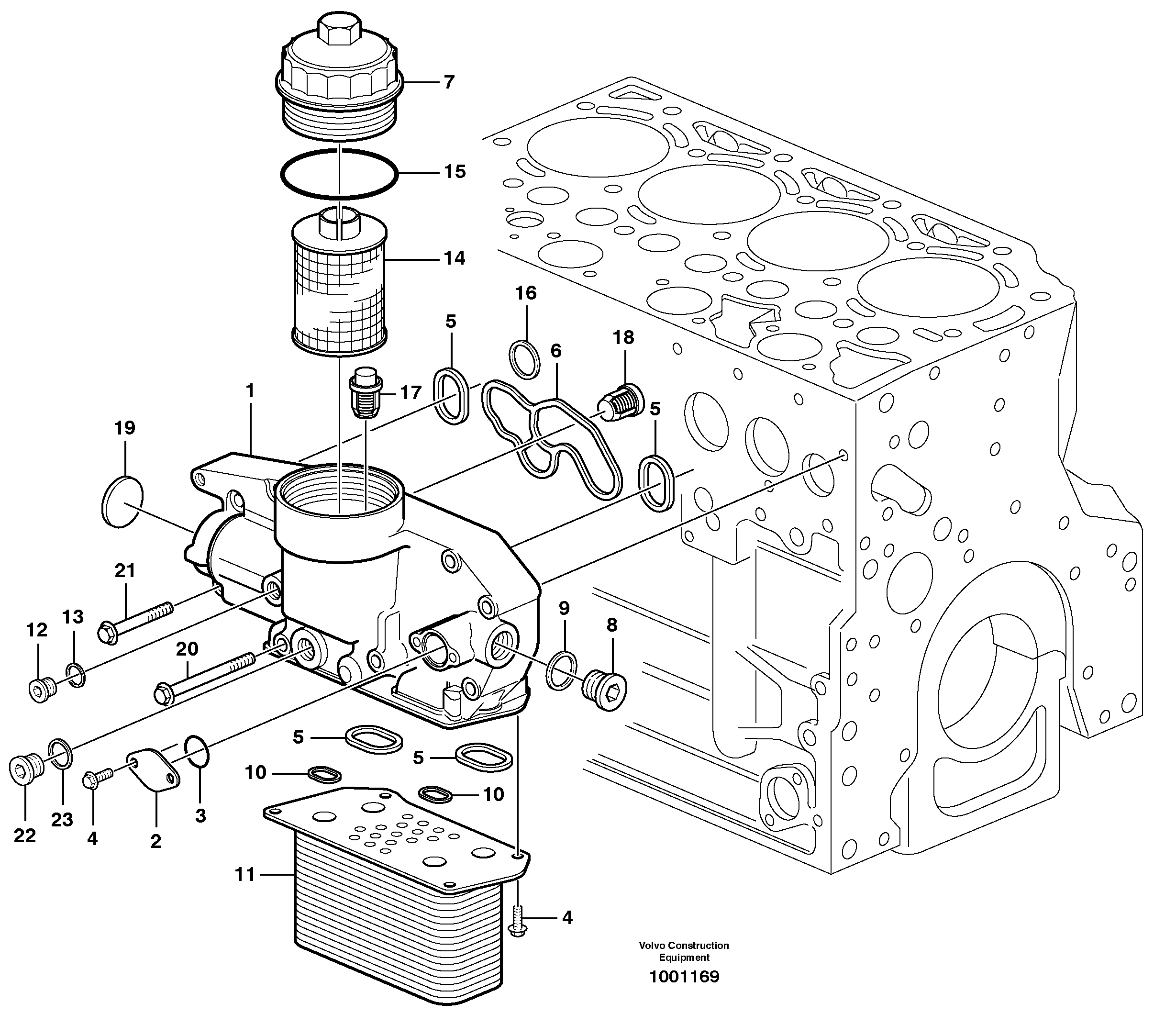Oil cooler — volvo parts diagram