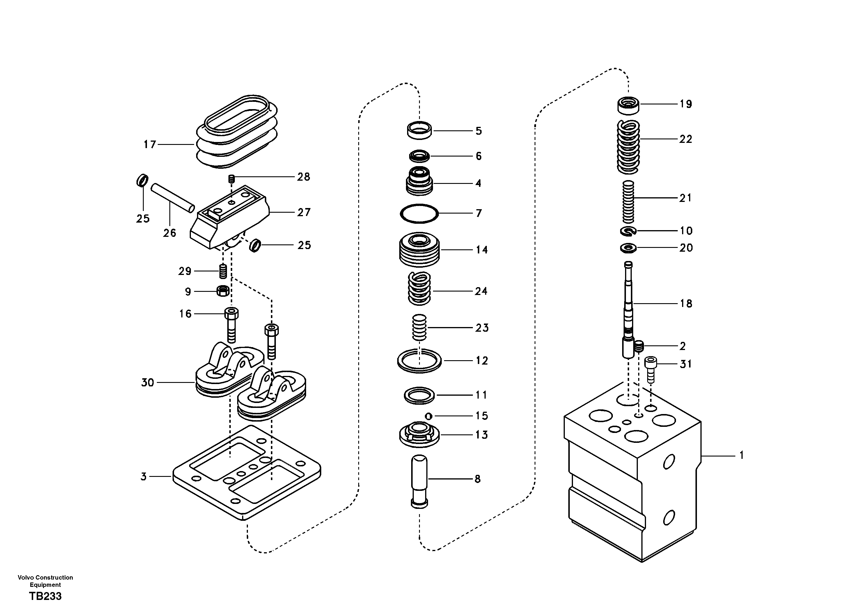 Remote control valve pedal, travel motor — volvo parts diagram