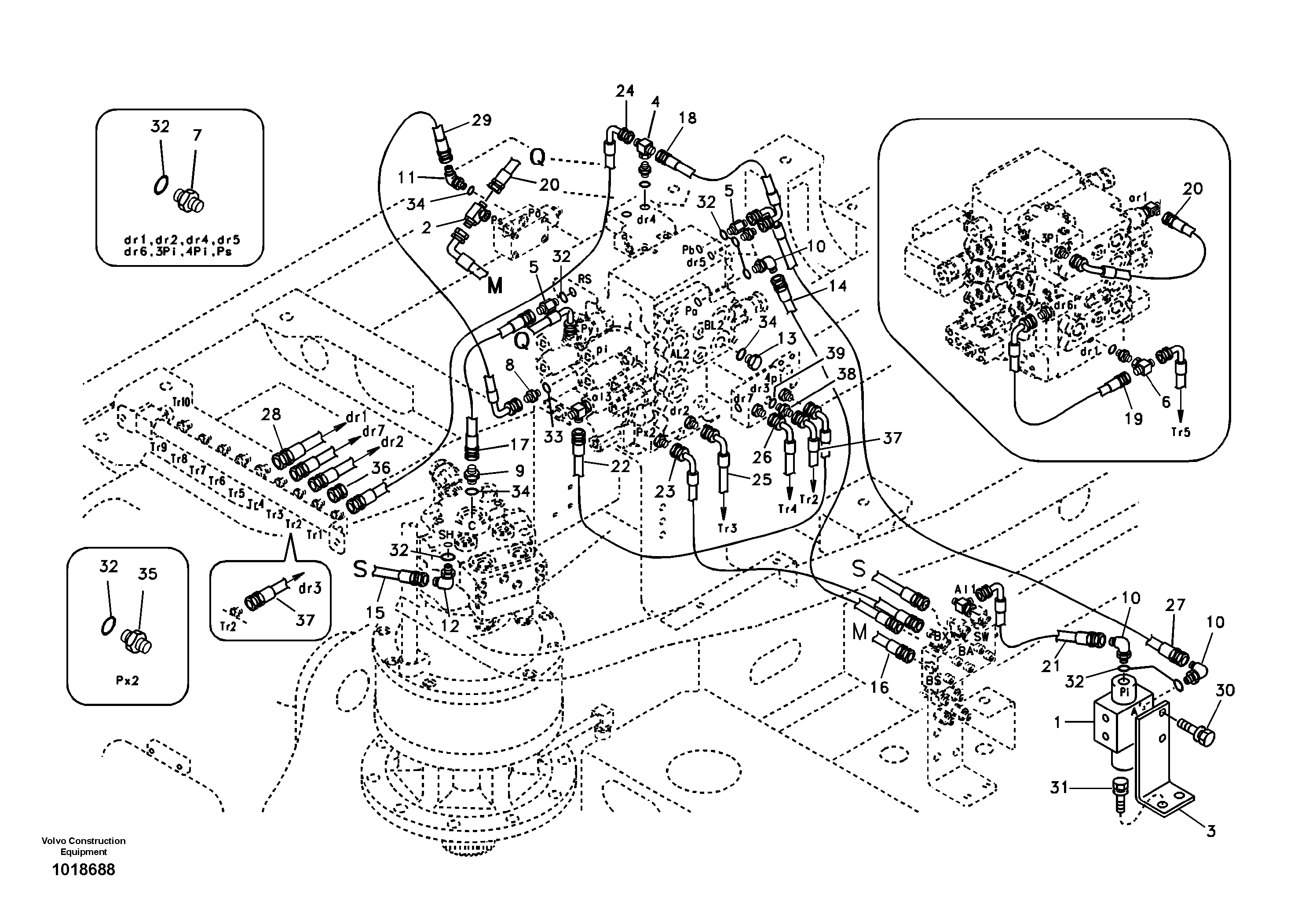 Servo system, control valve piping. — volvo parts diagram