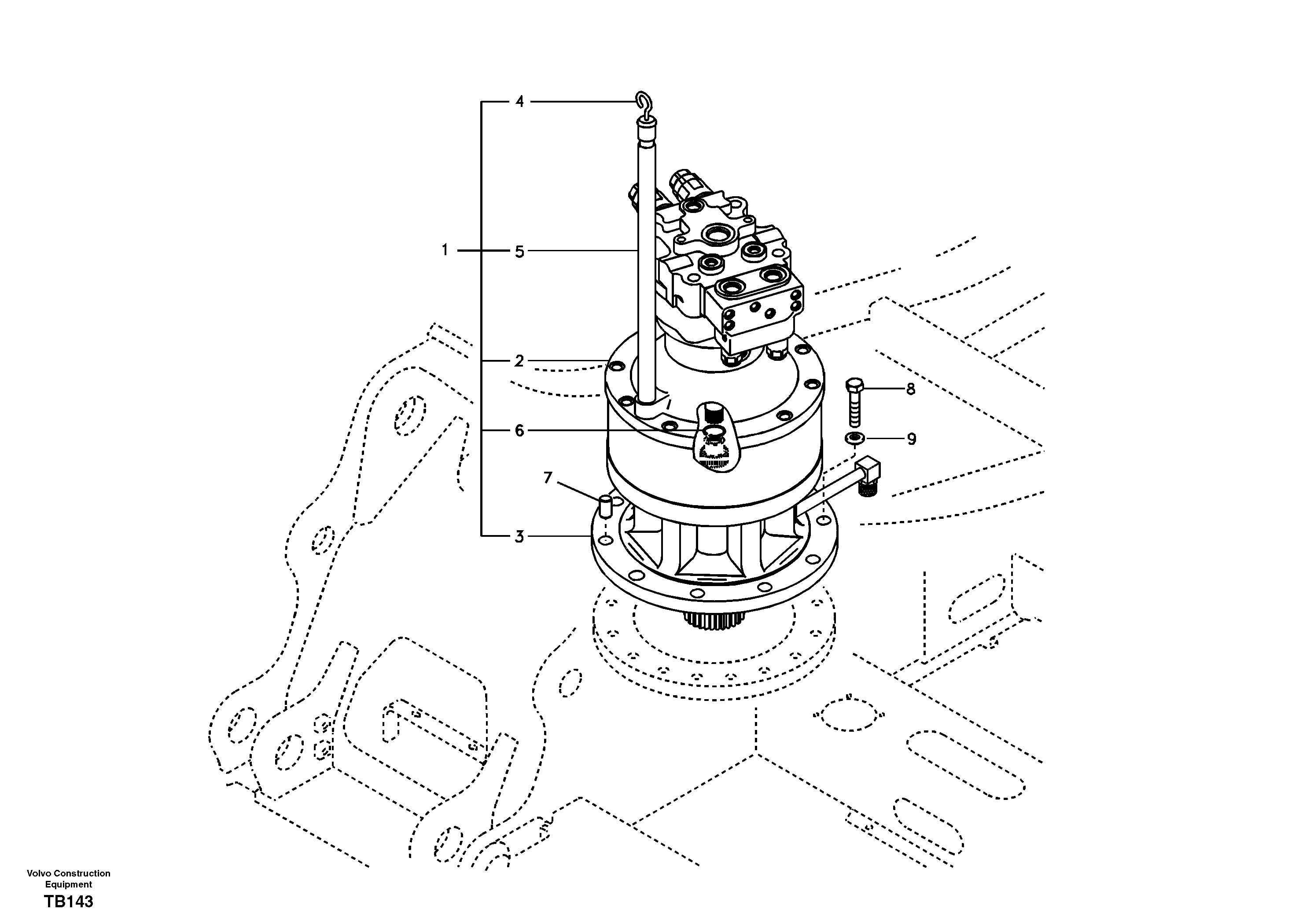 Swing motor with mounting parts — volvo parts diagram