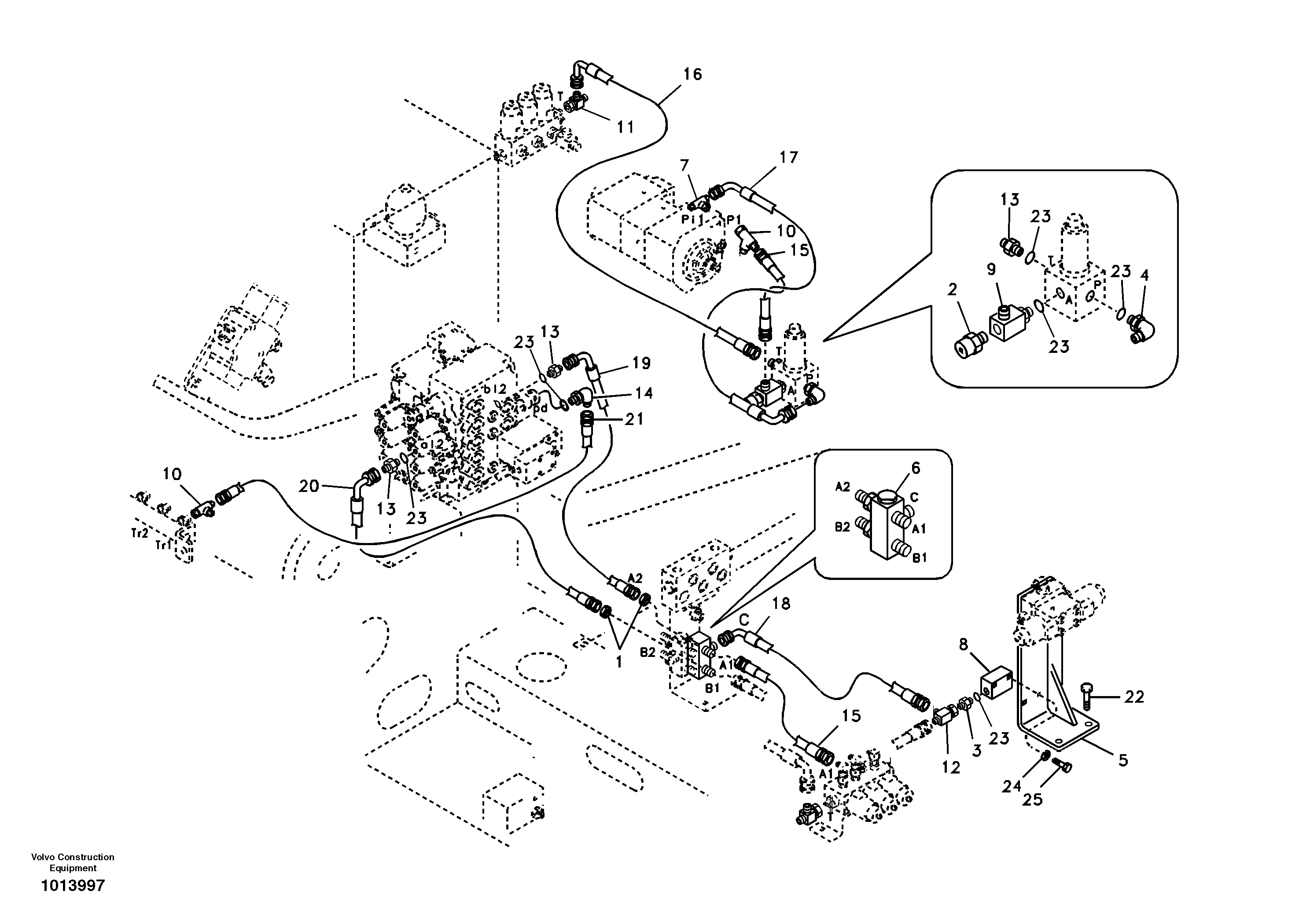 Working hydraulic, hammer and shear for 1st pump flow — volvo parts diagram