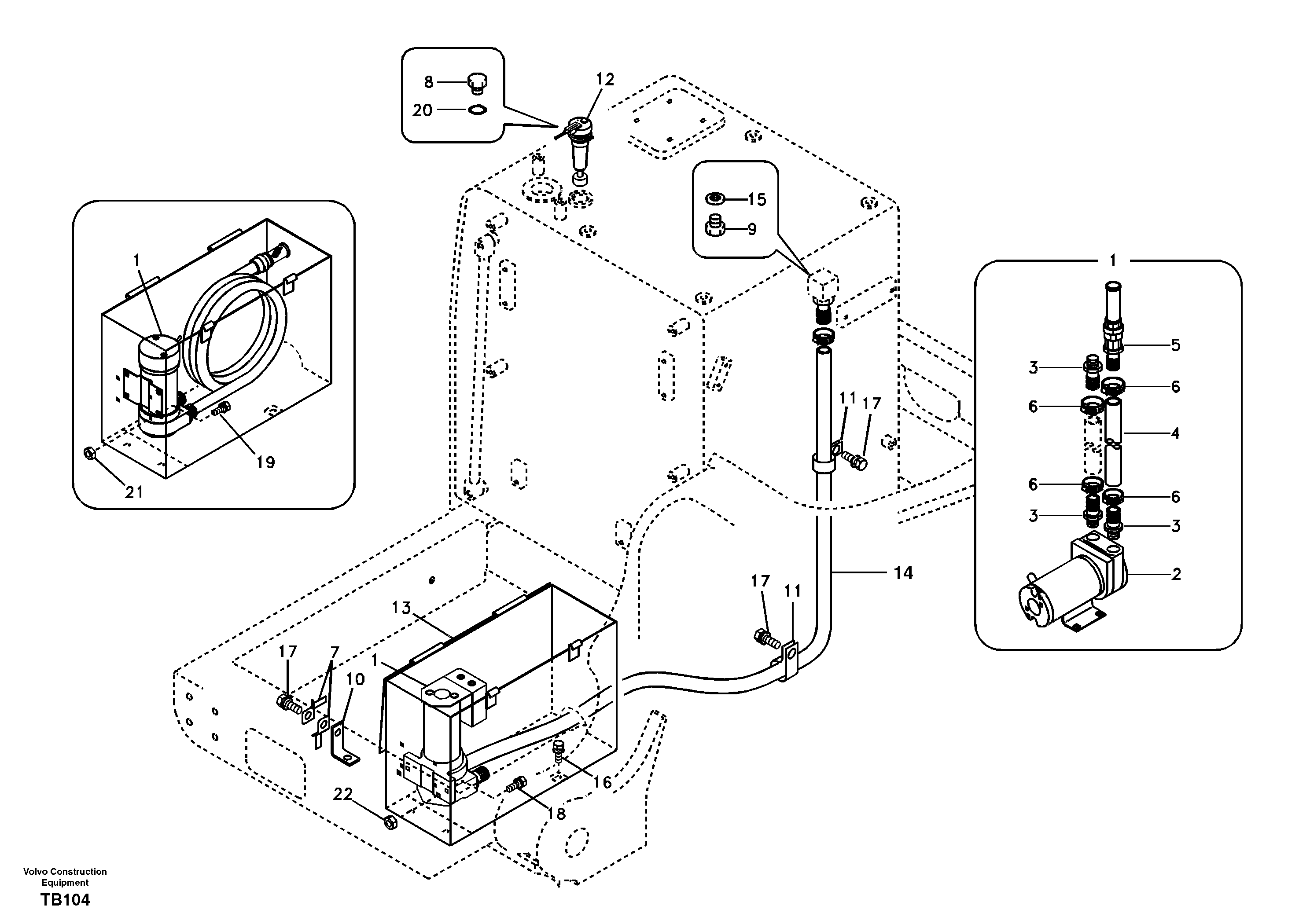 Fuel filling pump with assembling details — volvo parts diagram
