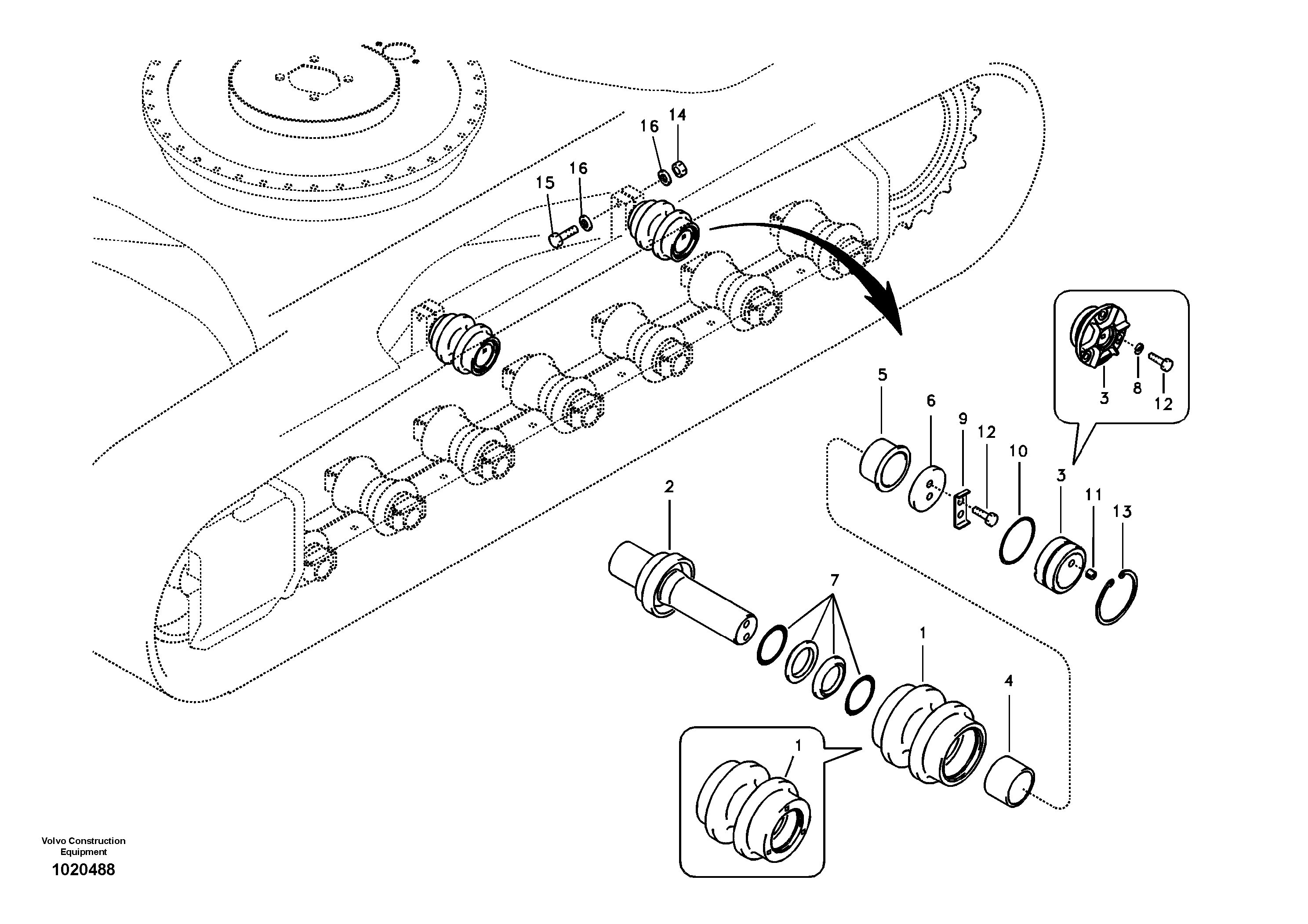 Top roller — volvo parts diagram