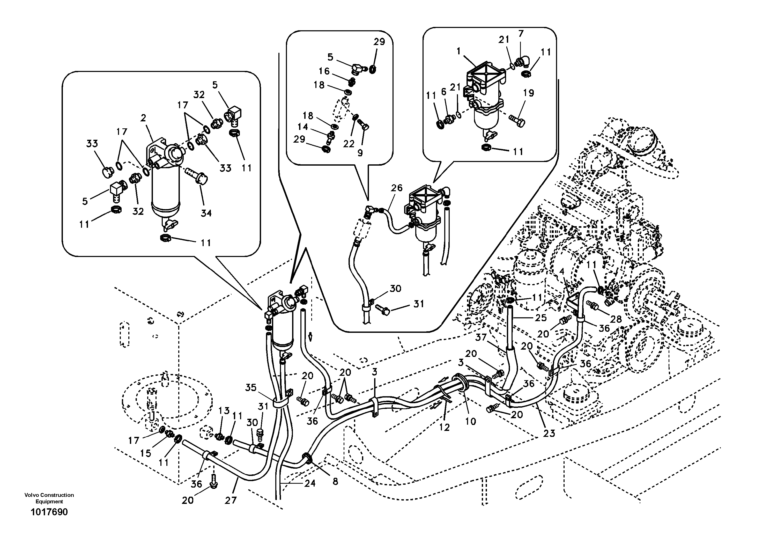 Fuel pipe - Fuel tank — volvo parts diagram