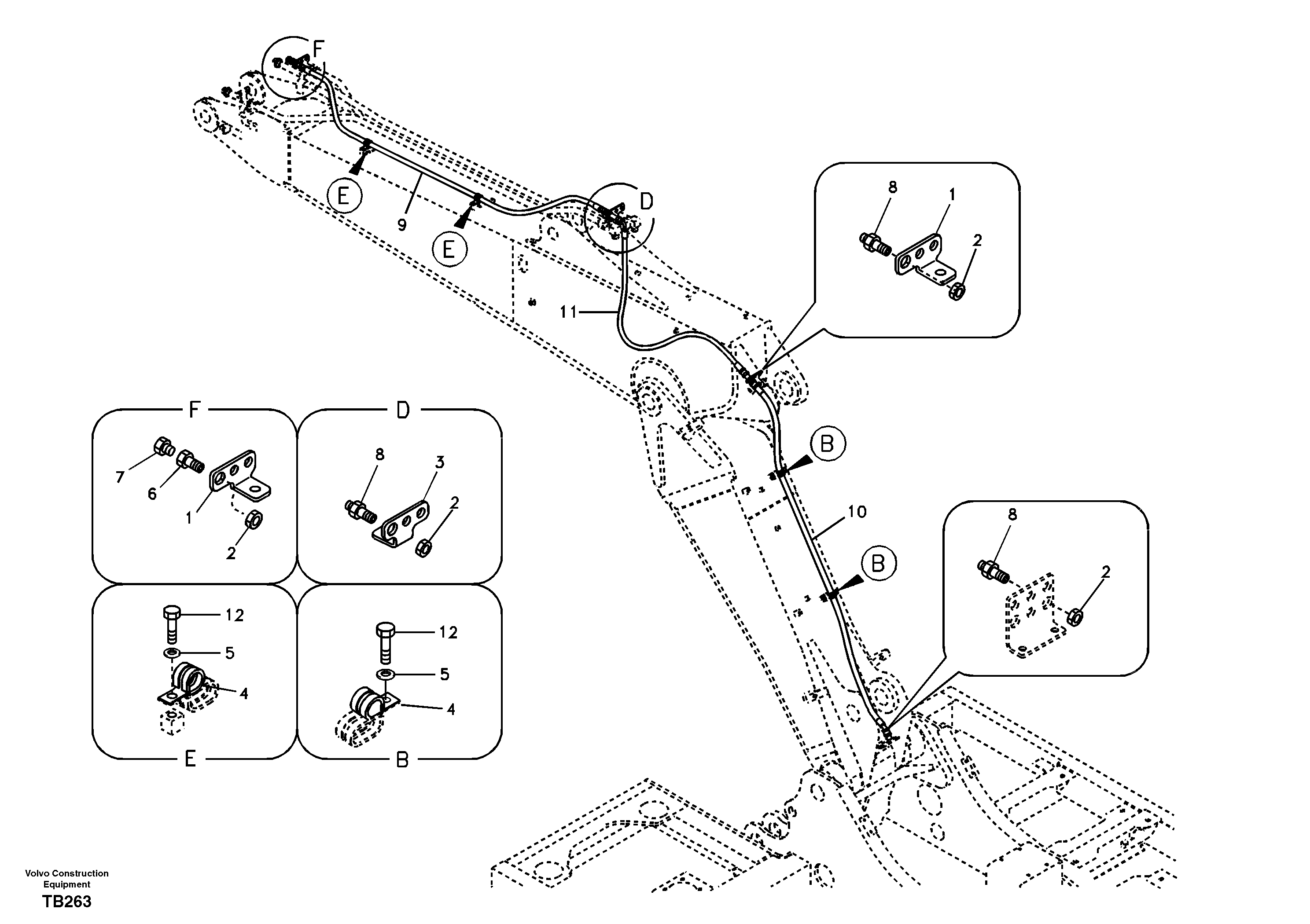 Working hydraulic, oil leak on adjustable boom — volvo parts diagram