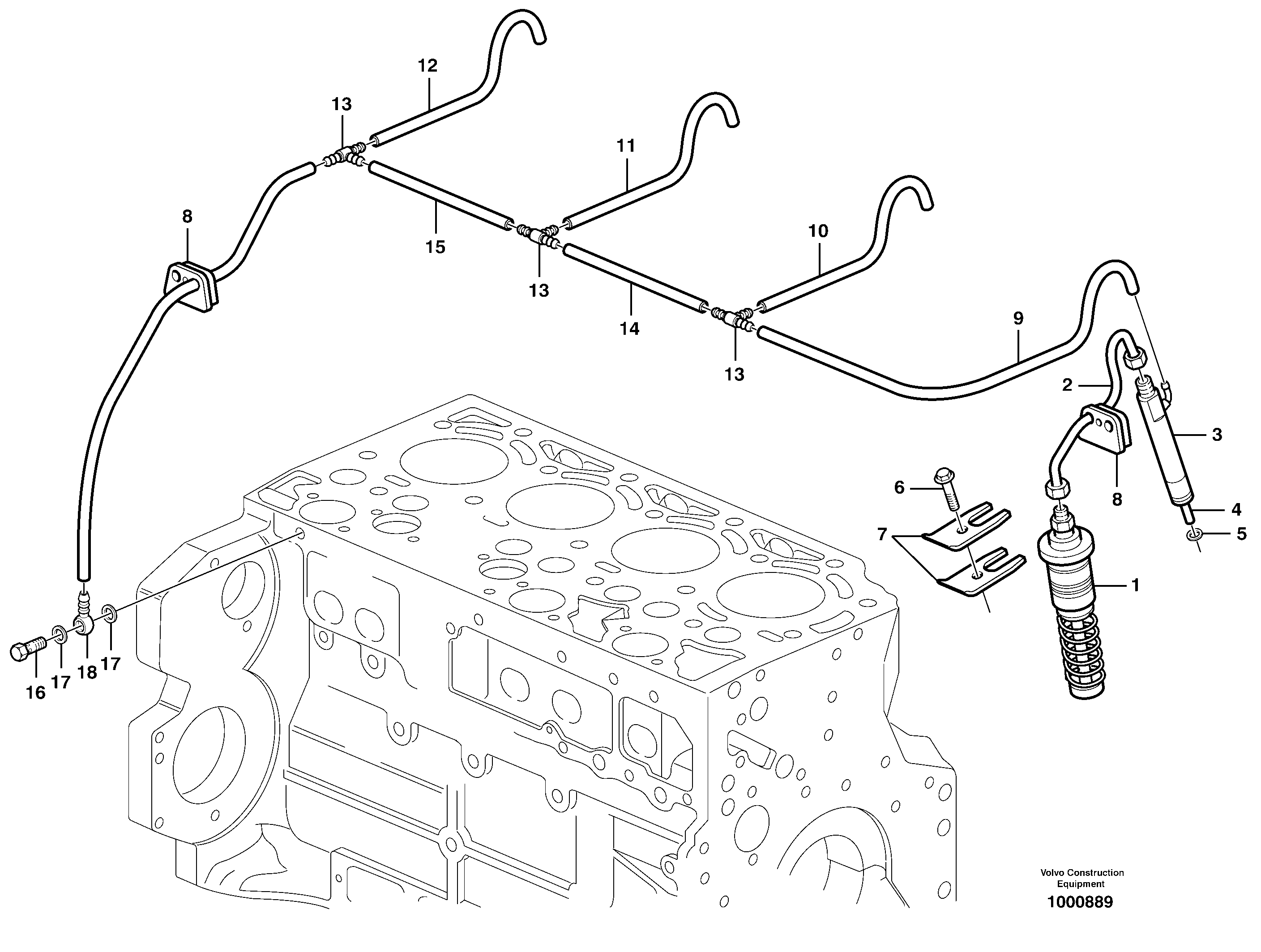 Fuel lines and injectors — volvo parts diagram