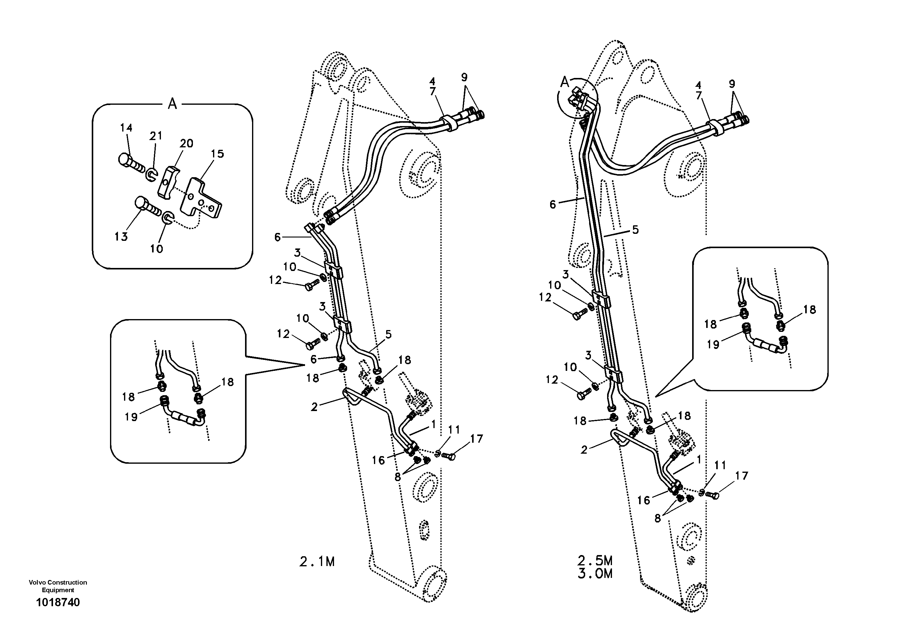 Working hydraulic, slope and rotator on dipper arm — volvo parts diagram