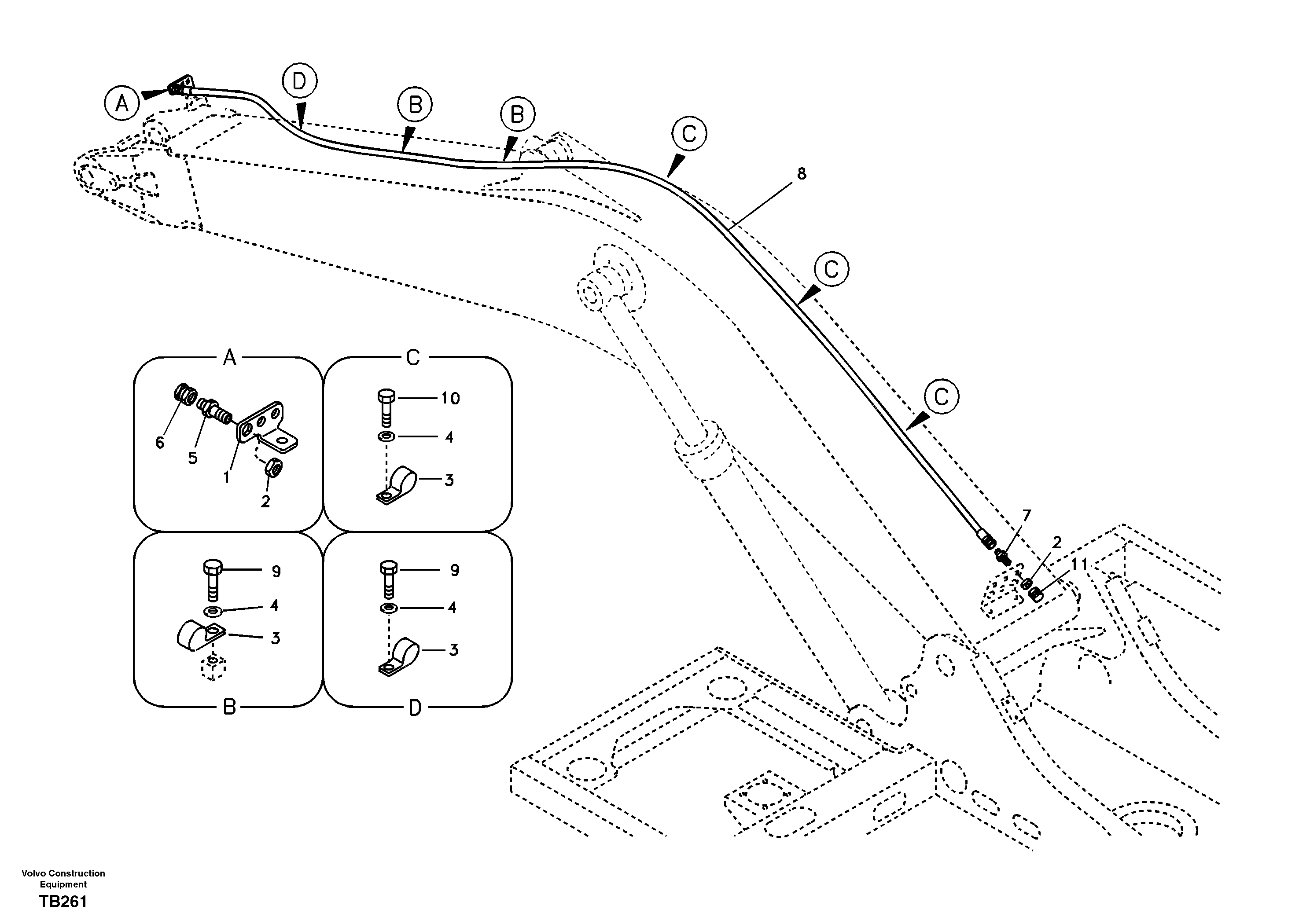 Working hydraulic, oil leak on boom — volvo parts diagram