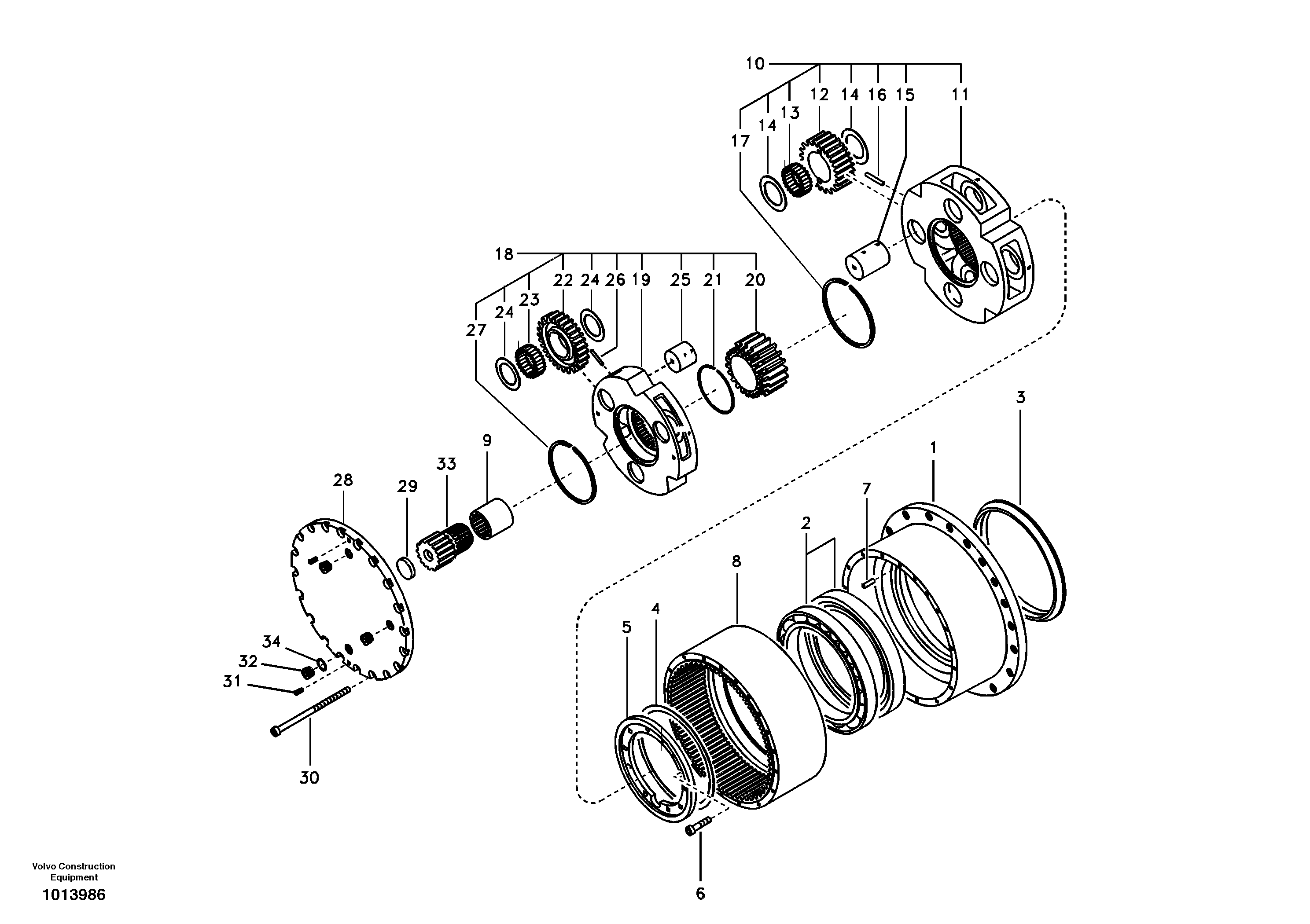 Travel gearbox — volvo parts diagram