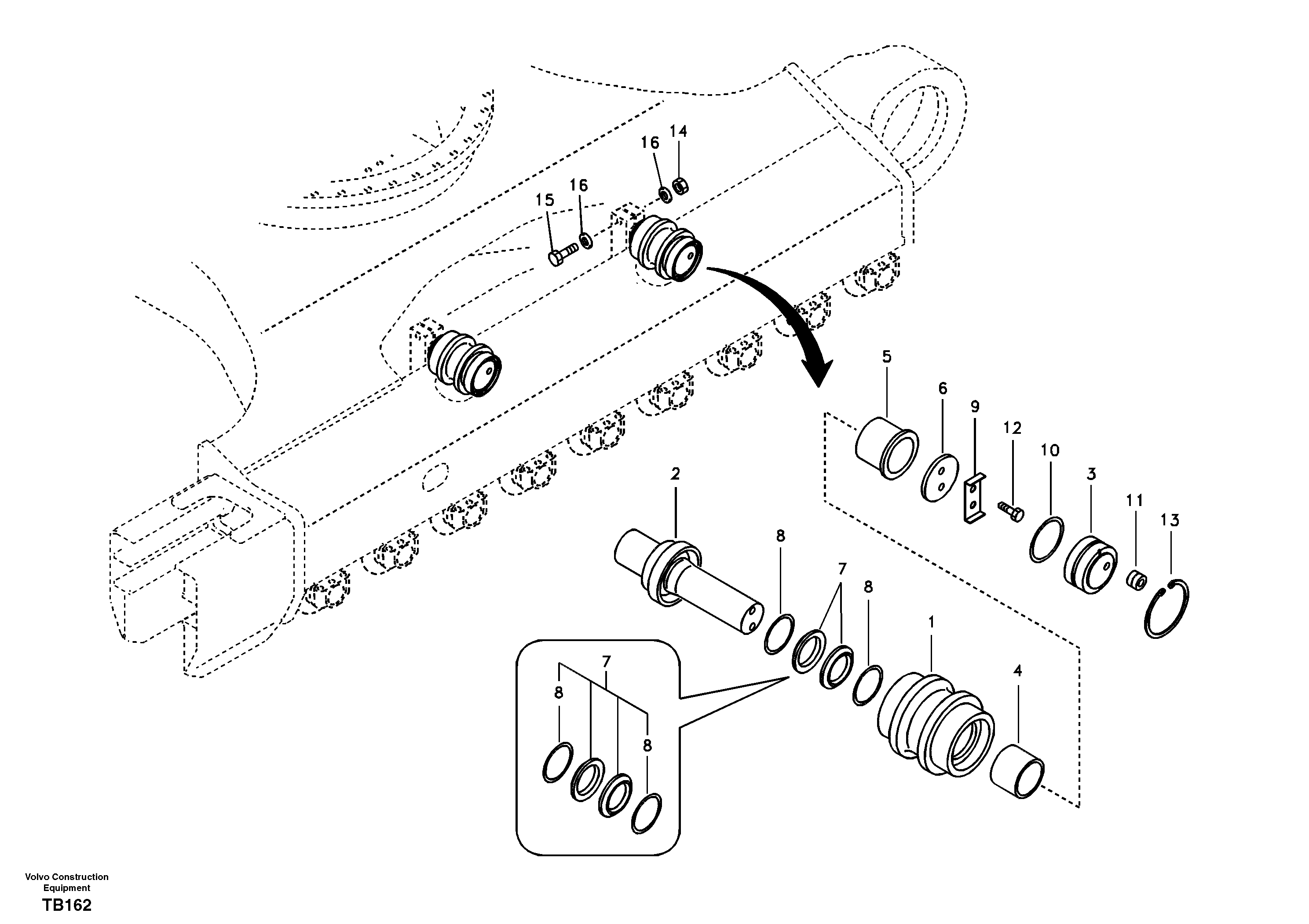 Top roller — volvo parts diagram