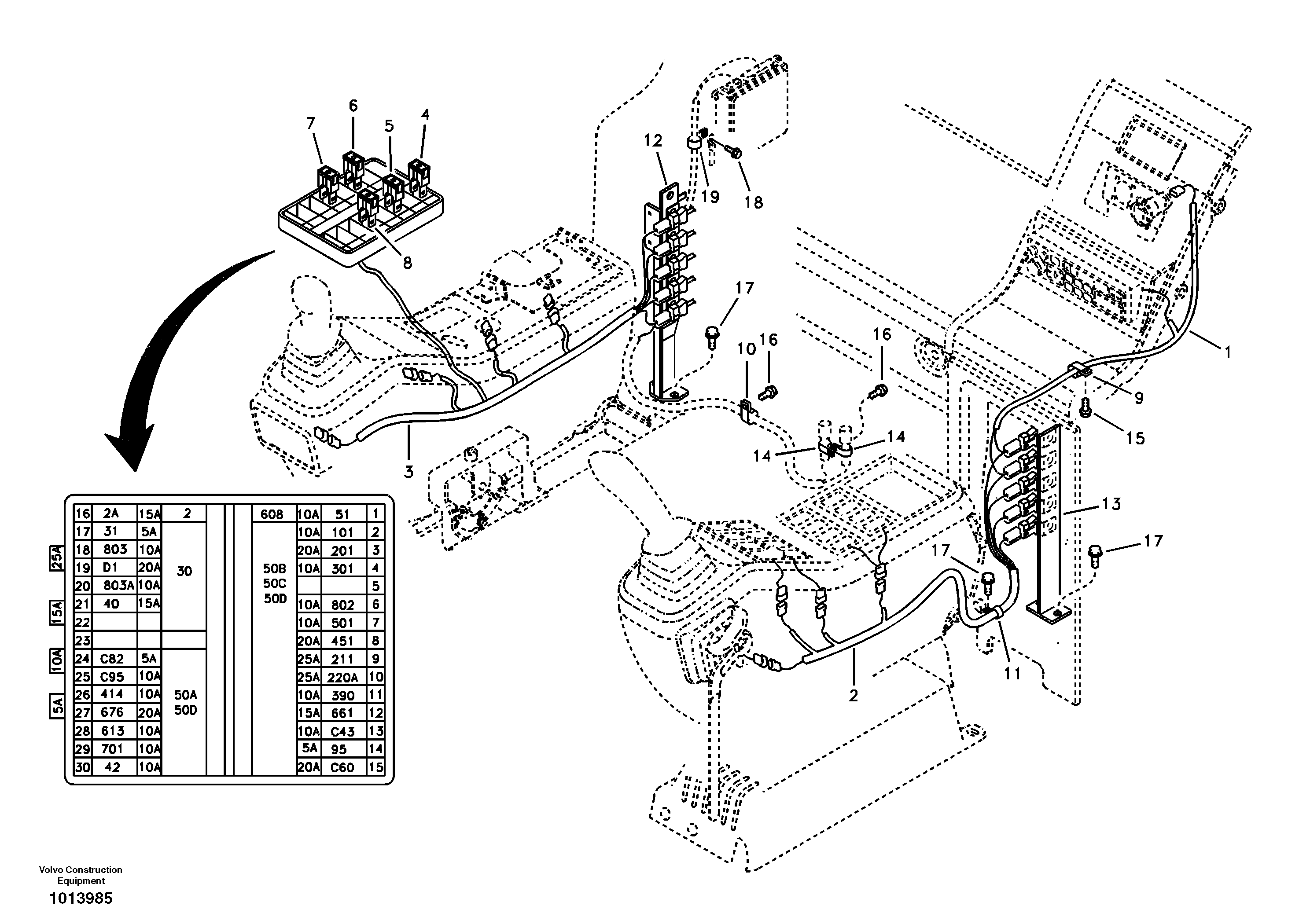 Cable and wire harness, instrument panel — volvo parts diagram