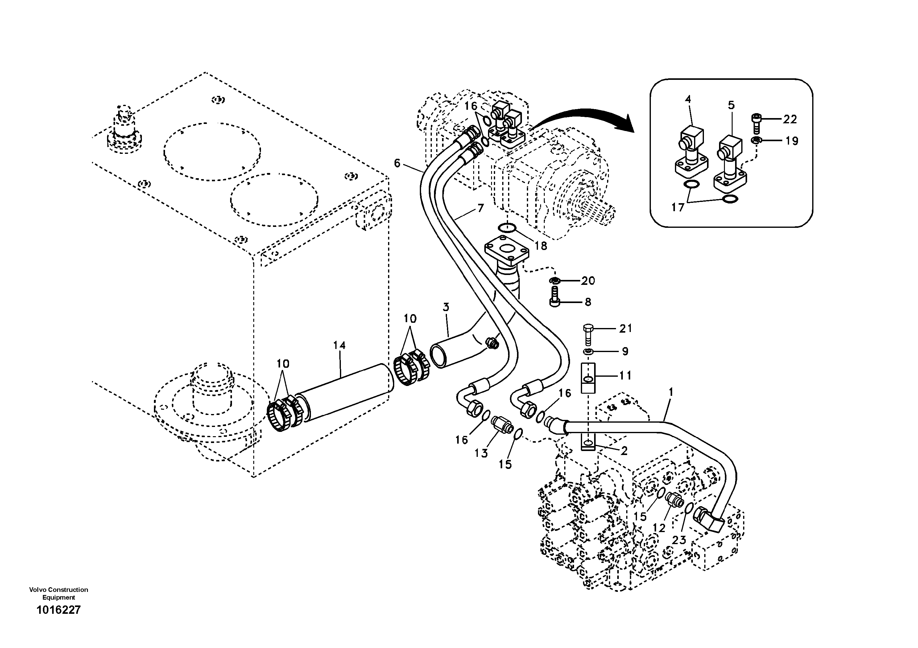 Hydraulic system, hydraulic tank to hydraulic pump — volvo parts diagram
