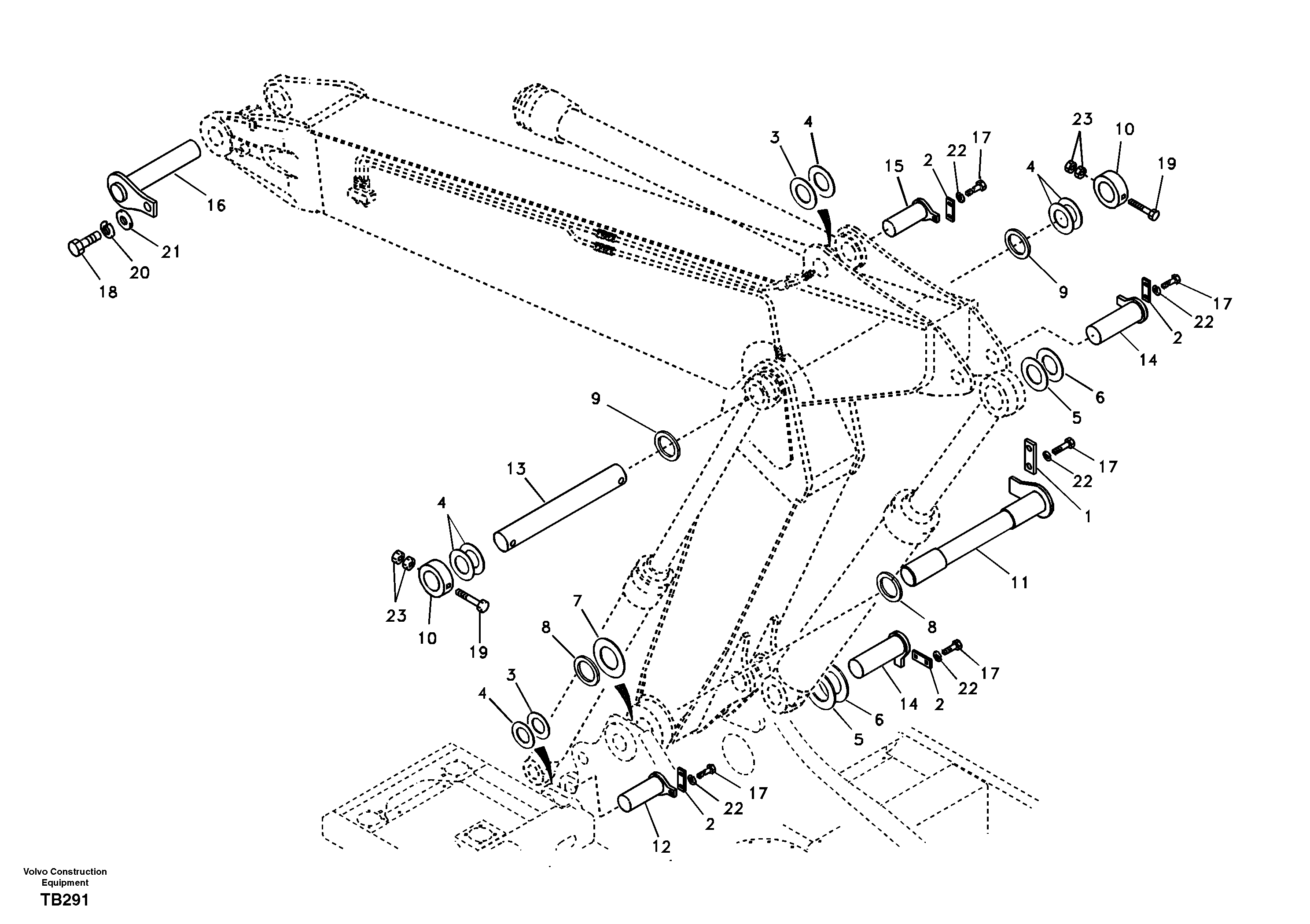 Links to boom, adjustable — volvo parts diagram