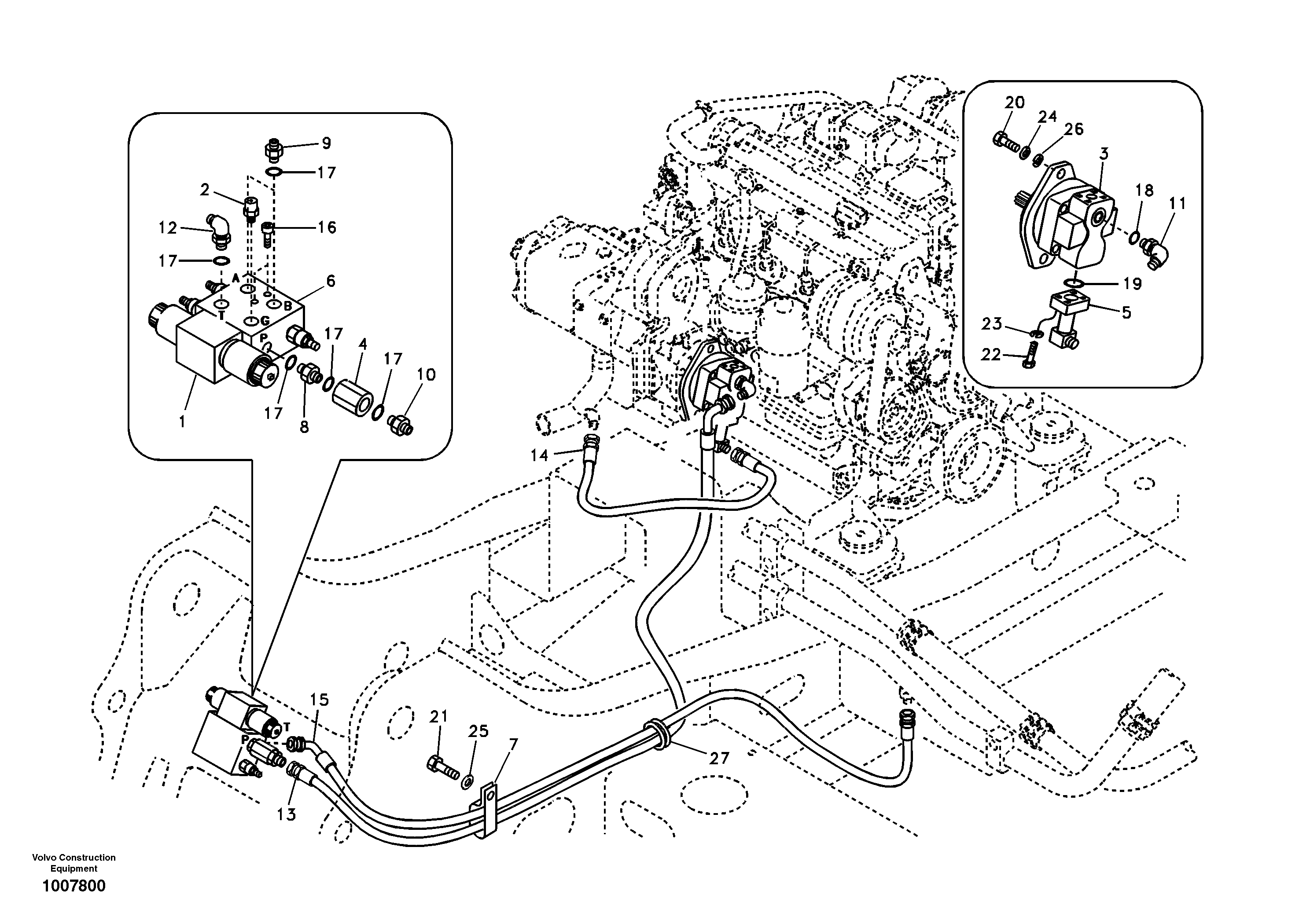 Working hydraulic, slope and rotator on upper frame — volvo parts diagram