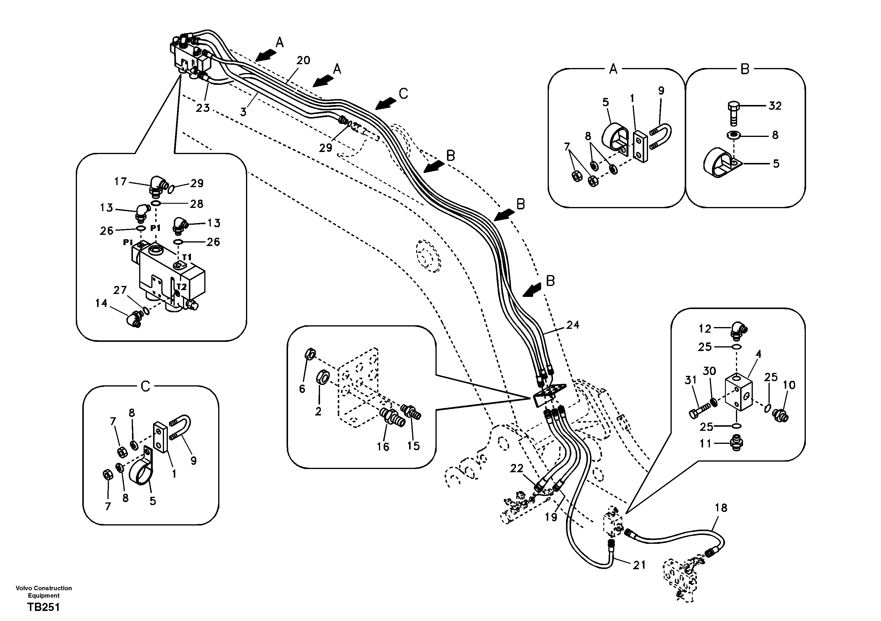 Working hydraulic, dipper arm rupture — volvo parts diagram